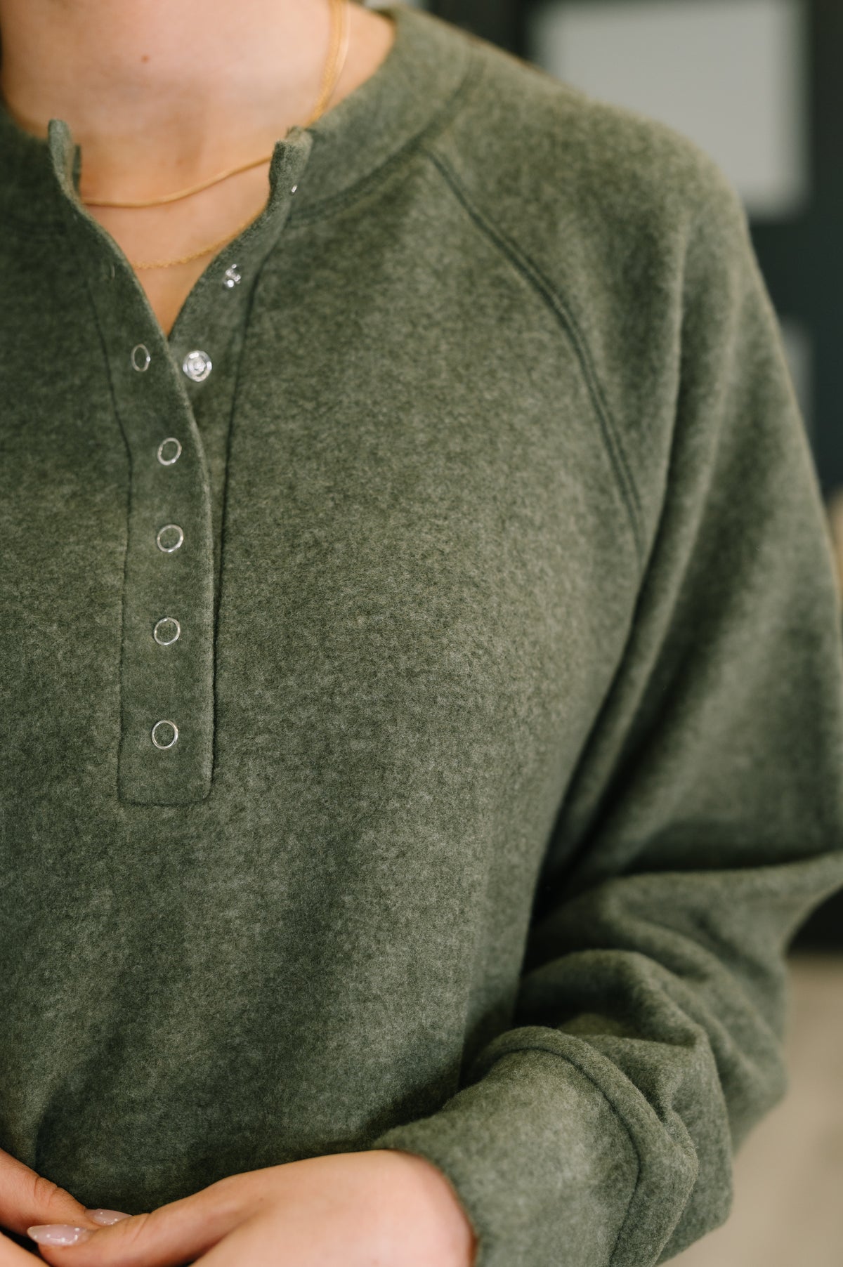 Urban Flux Scooped Hi-Low Long Pullover in Olive - 9/24/2025
