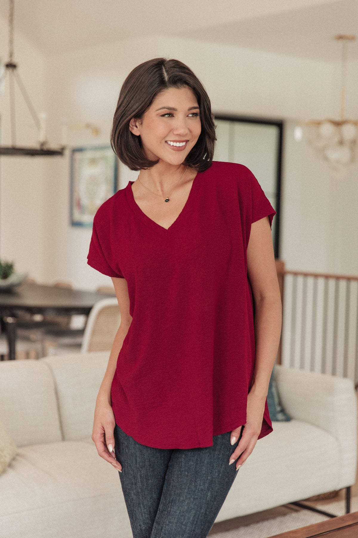 Very Much Needed V-Neck Top in Wine - 8/25/2023