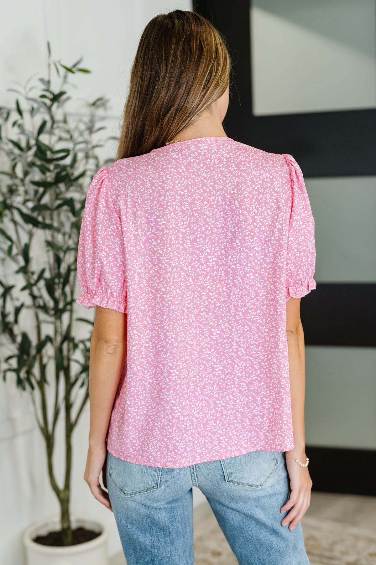 Wander Bloom Embroidered Puff Sleeve Blouse in Pink - 8/12/2025