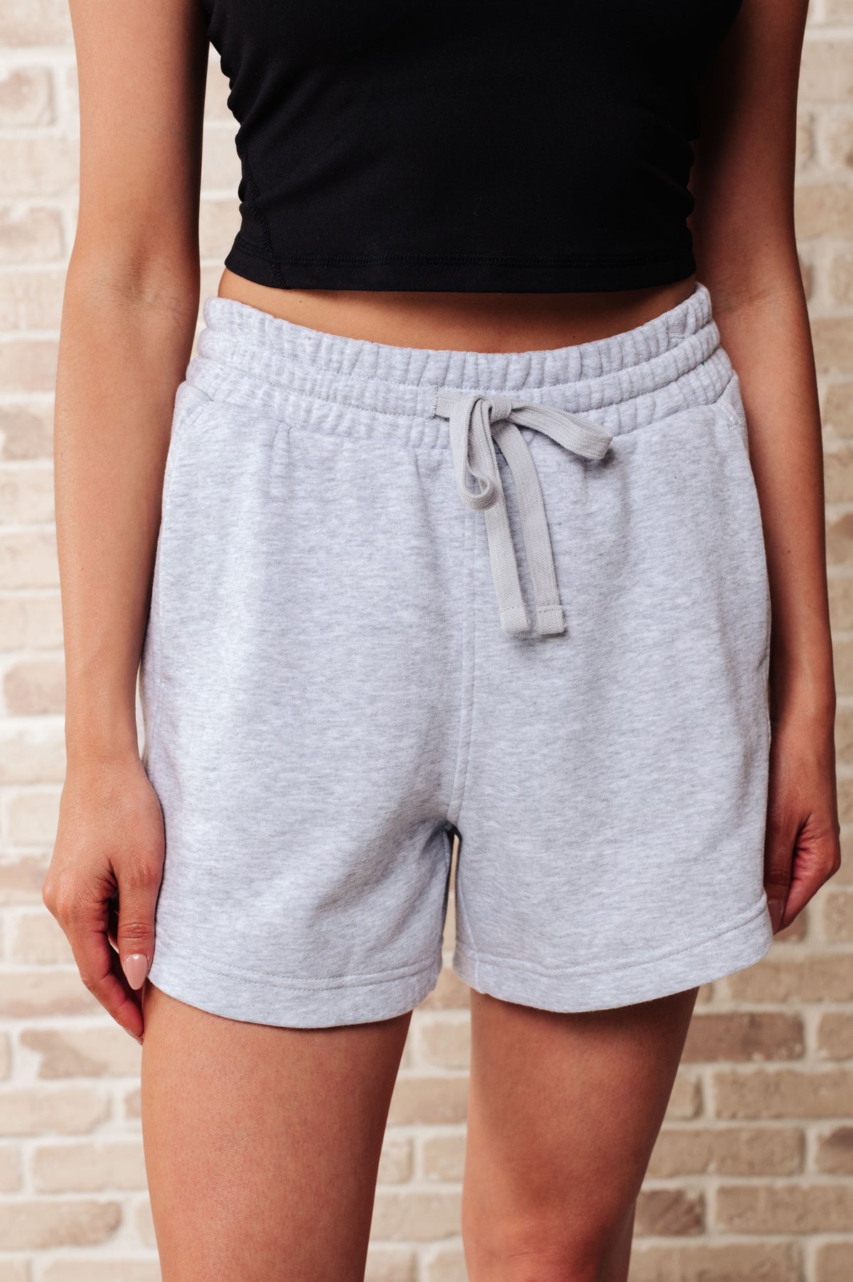We're Only Getting Better Drawstring Shorts in Grey - 7/11/2024