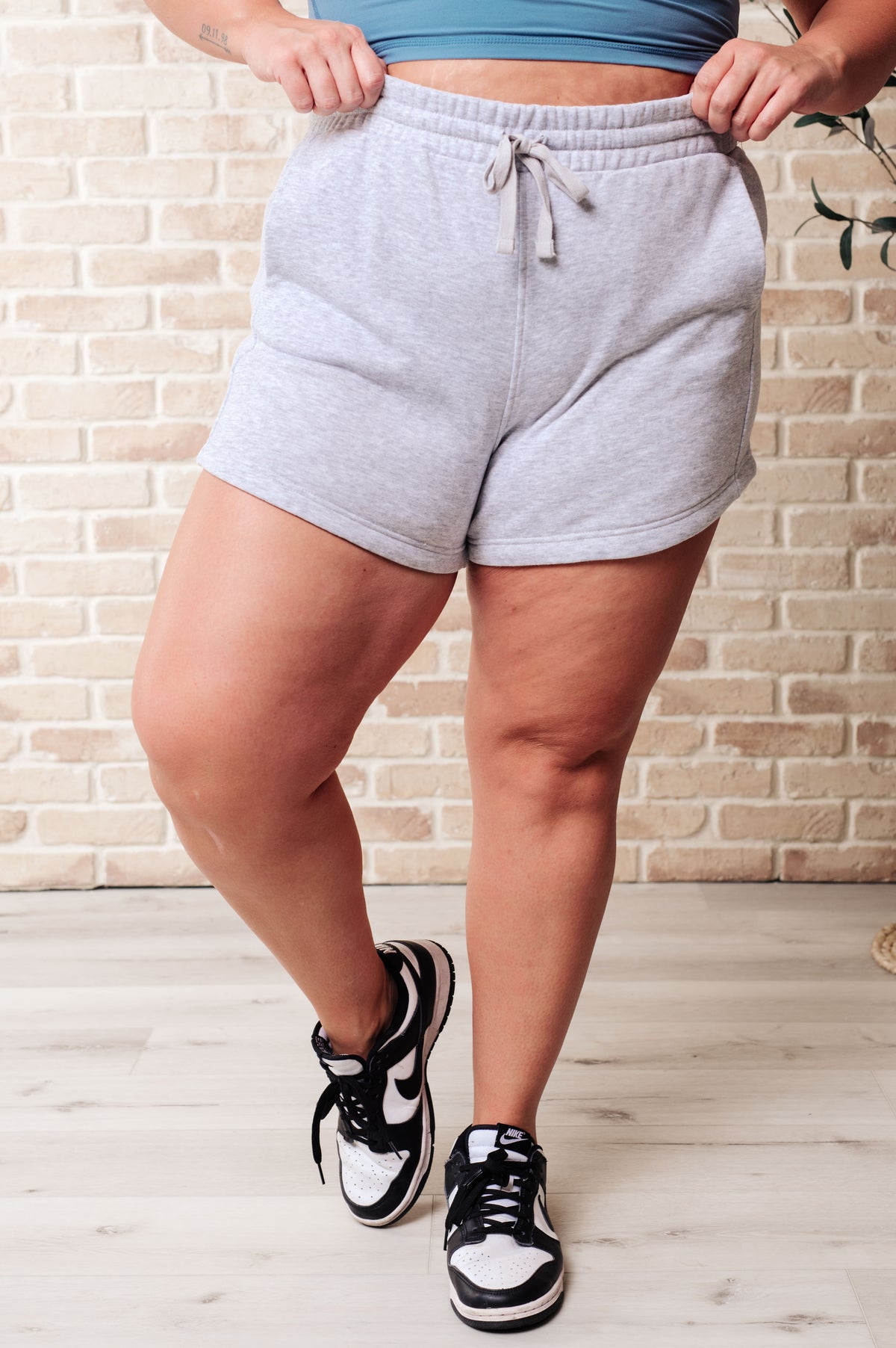 We're Only Getting Better Drawstring Shorts in Grey - 7/11/2024