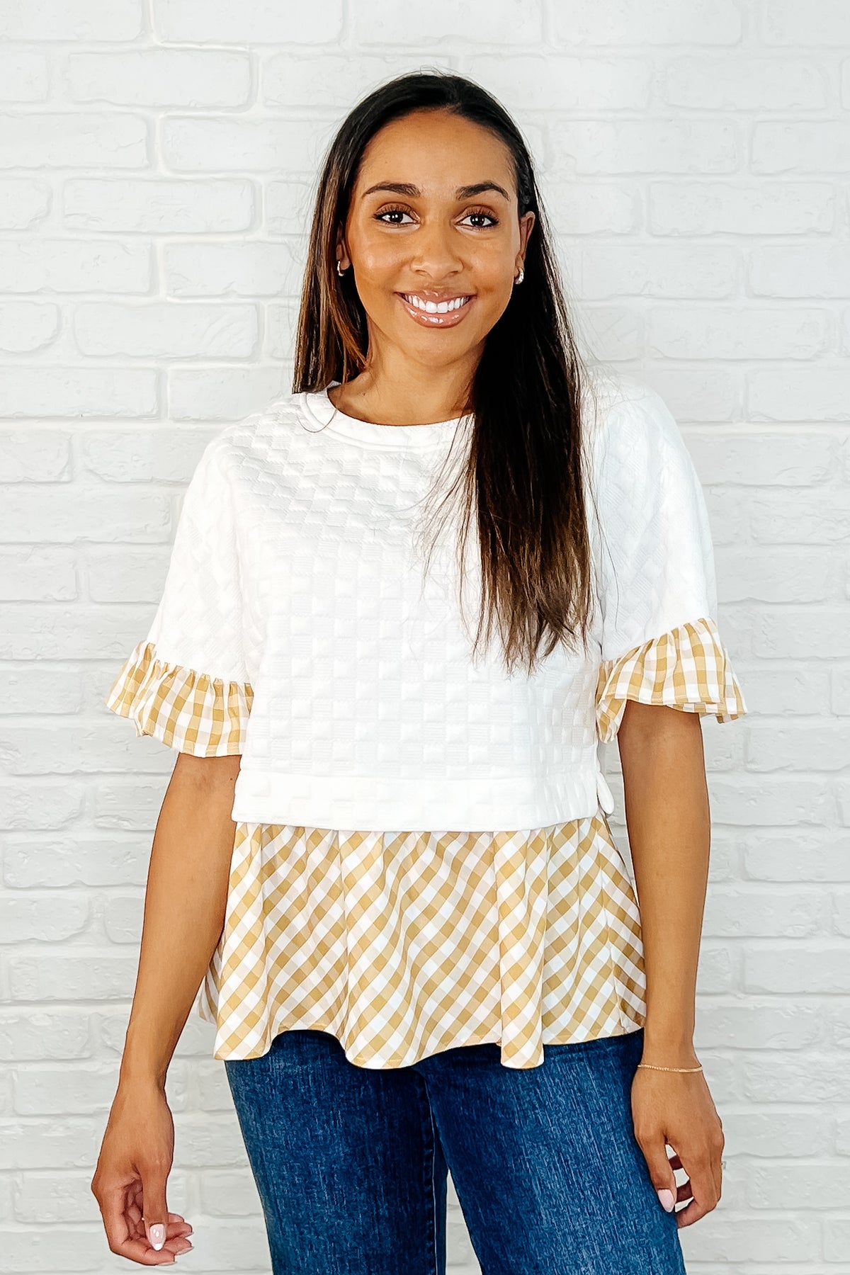 Welcome Me Home Gingham Print Top - 4/4/2025