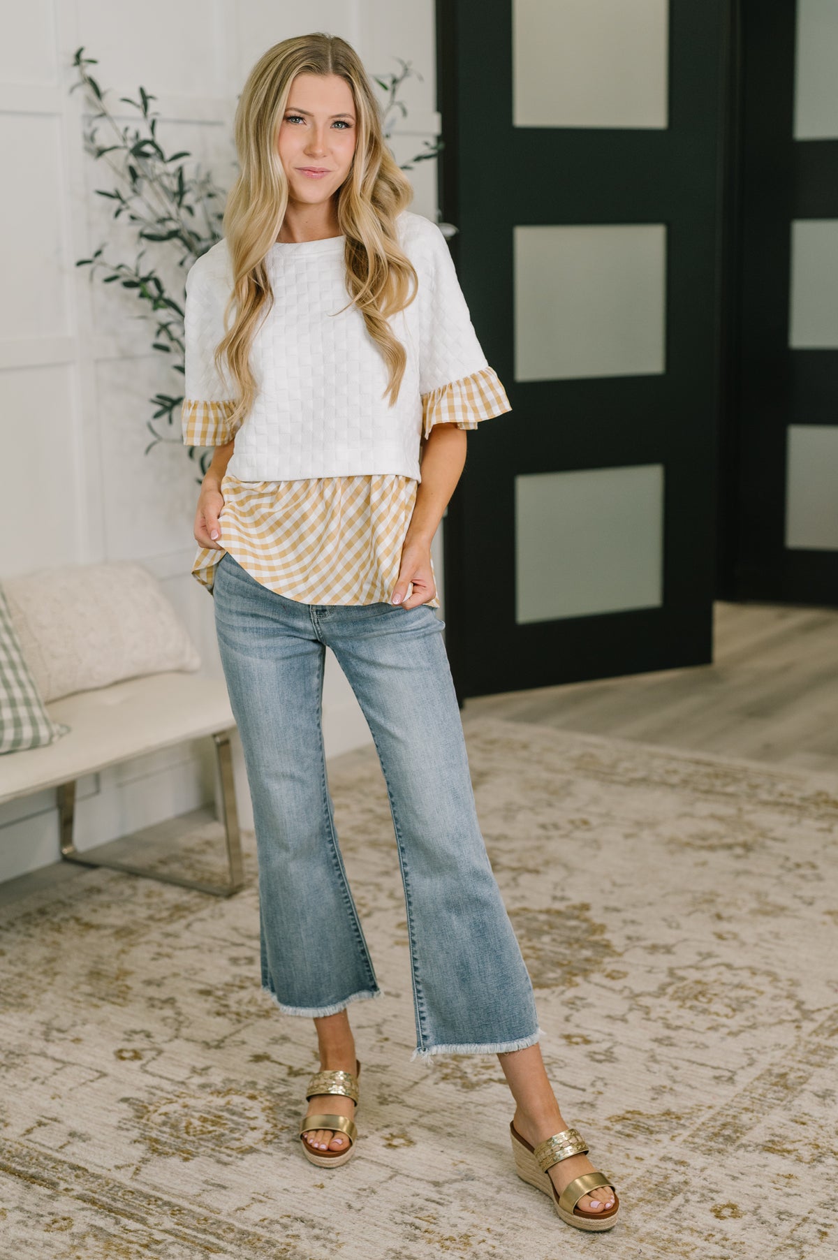 Welcome Me Home Gingham Print Top - 6/1/2026