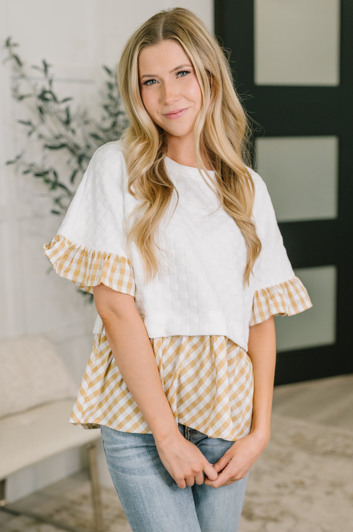 Welcome Me Home Gingham Print Top - 6/1/2026
