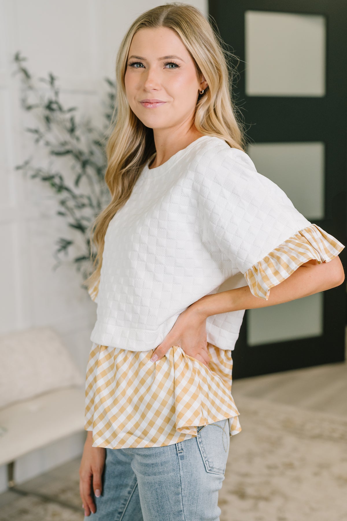 Welcome Me Home Gingham Print Top - 6/1/2026