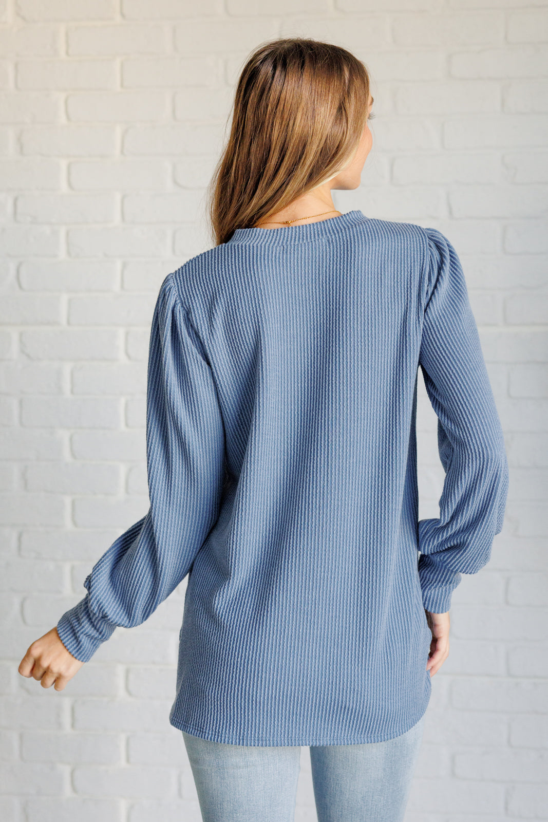 When the Sun Goes Down Mineral Wash Ribbed Knit Top in Vintage Denim - 9/17/2024