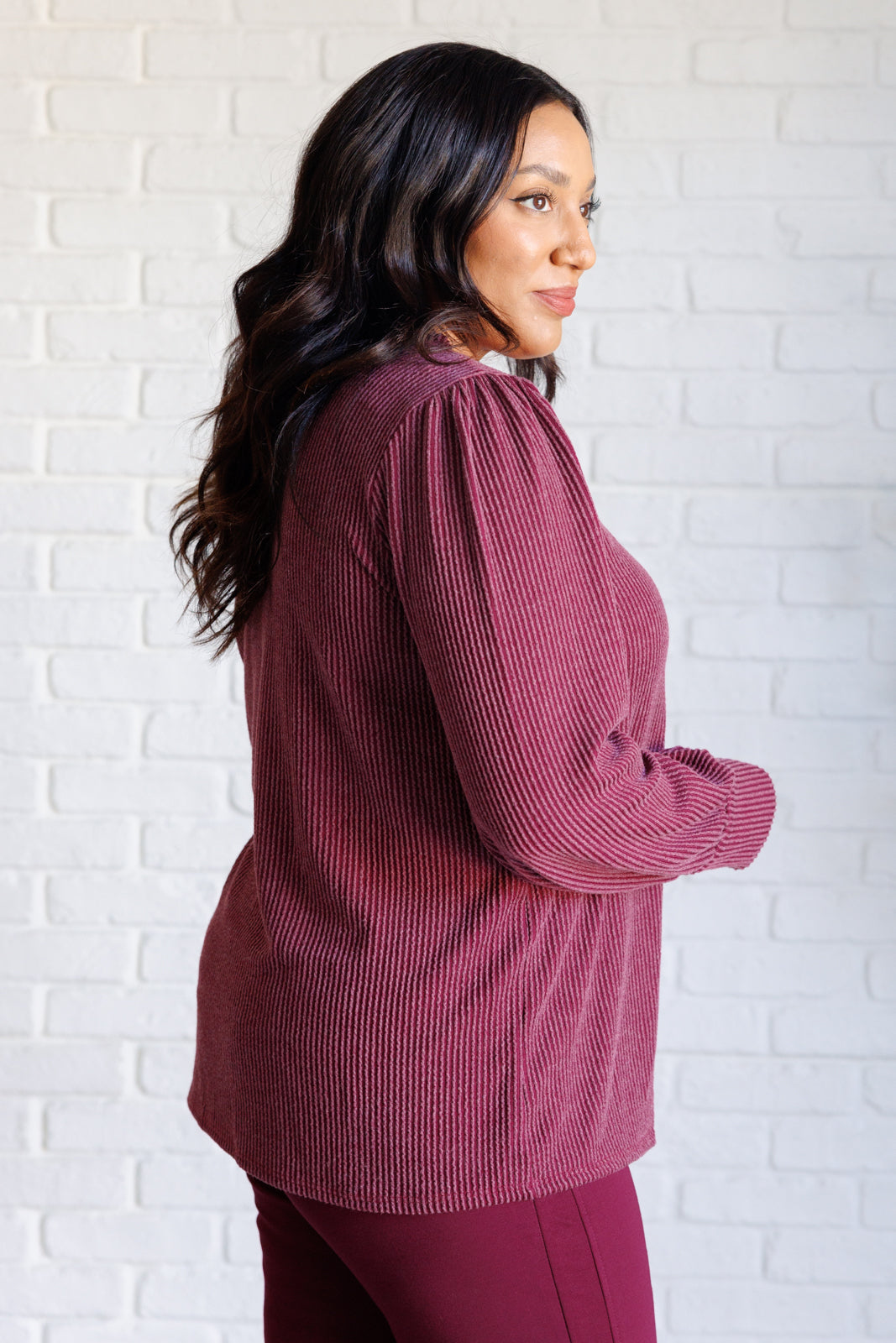 When the Sun Goes Down Mineral Wash Ribbed Knit Top in Wine - 9/17/2024