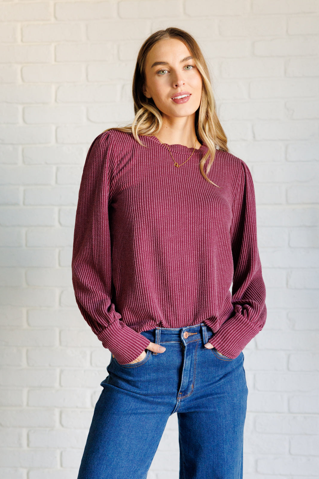 When the Sun Goes Down Mineral Wash Ribbed Knit Top in Wine - 9/17/2024