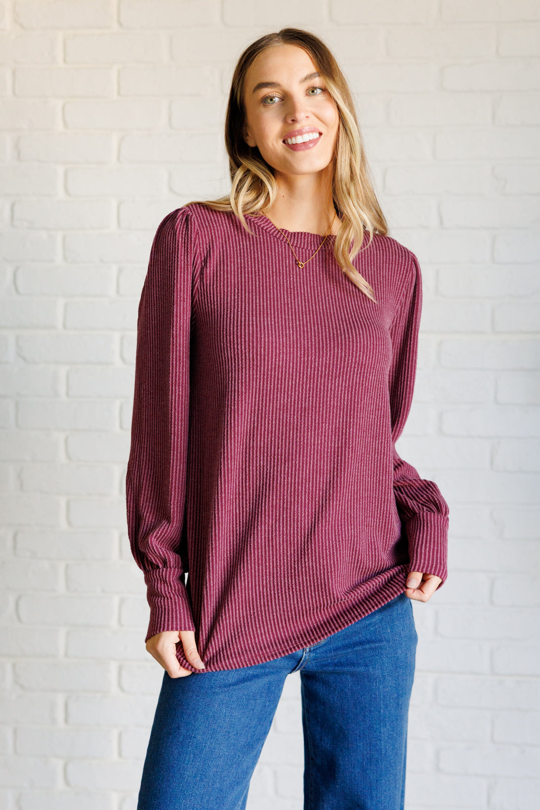 When the Sun Goes Down Mineral Wash Ribbed Knit Top in Wine - 9/17/2024