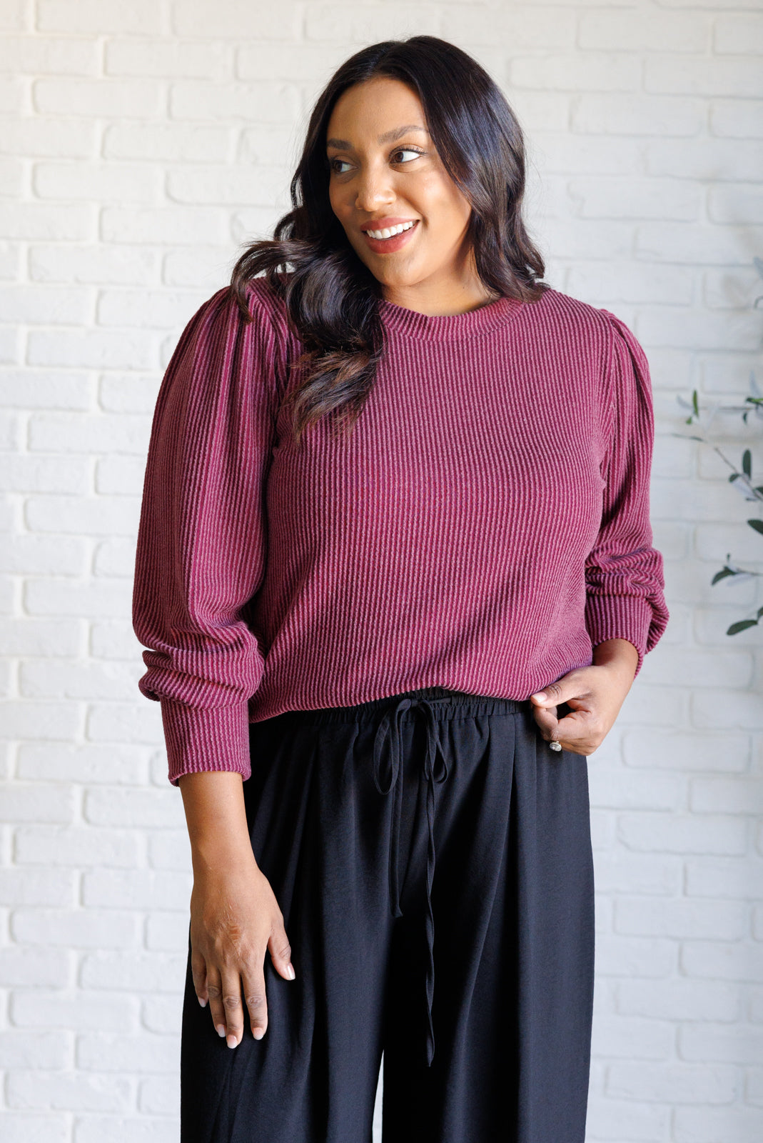 When the Sun Goes Down Mineral Wash Ribbed Knit Top in Wine - 9/17/2024