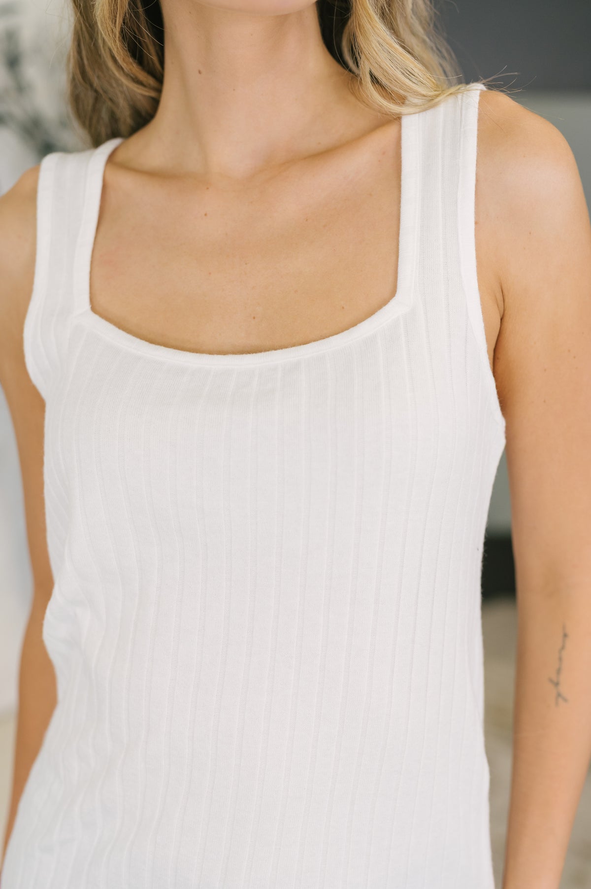 Wherever You Wander Ribbed Tank Top in White - 11/13/2026