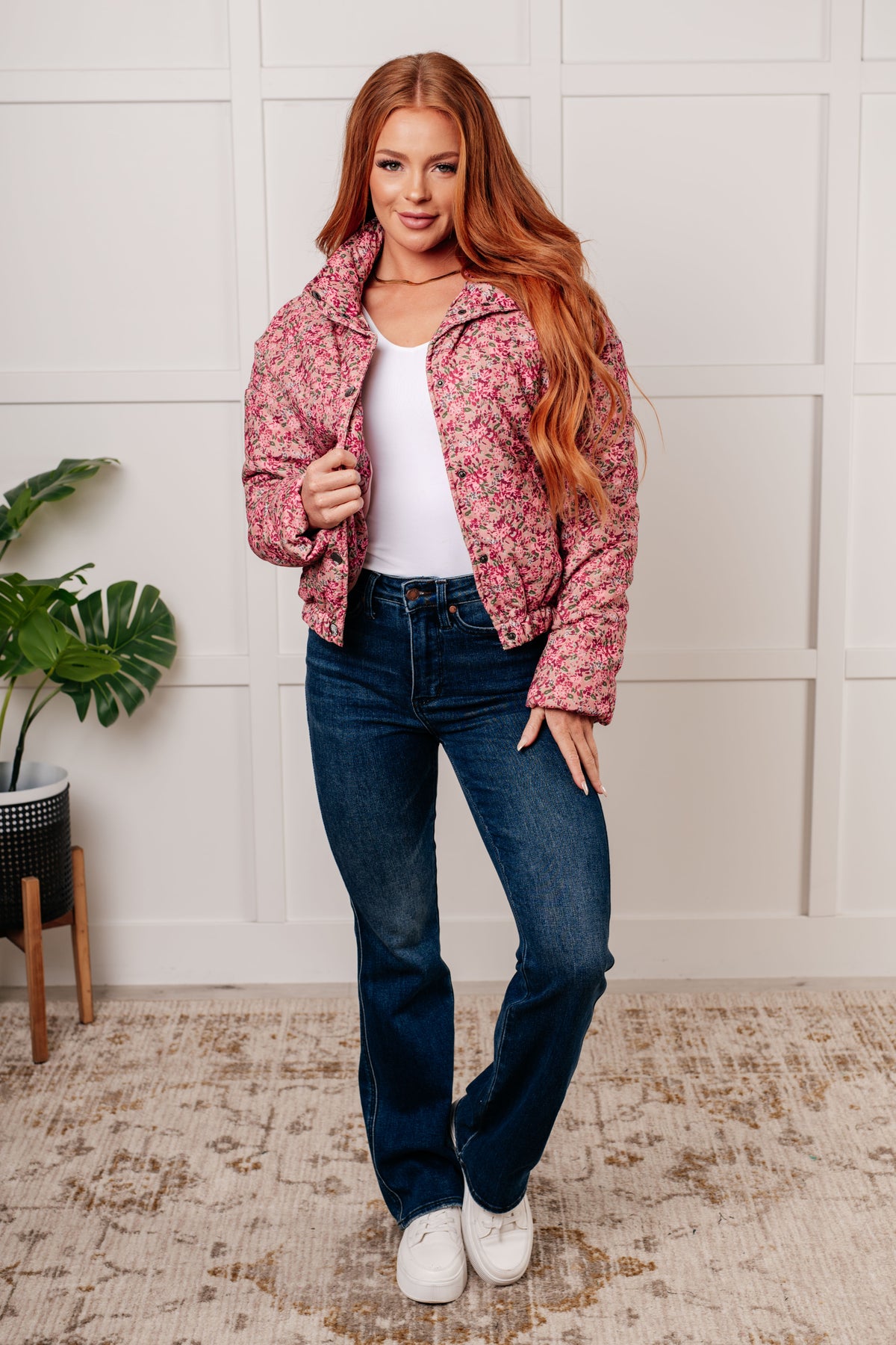 Wish Me Well Floral Printed Puffer Jacket in Rose Multi - 11/5/2024