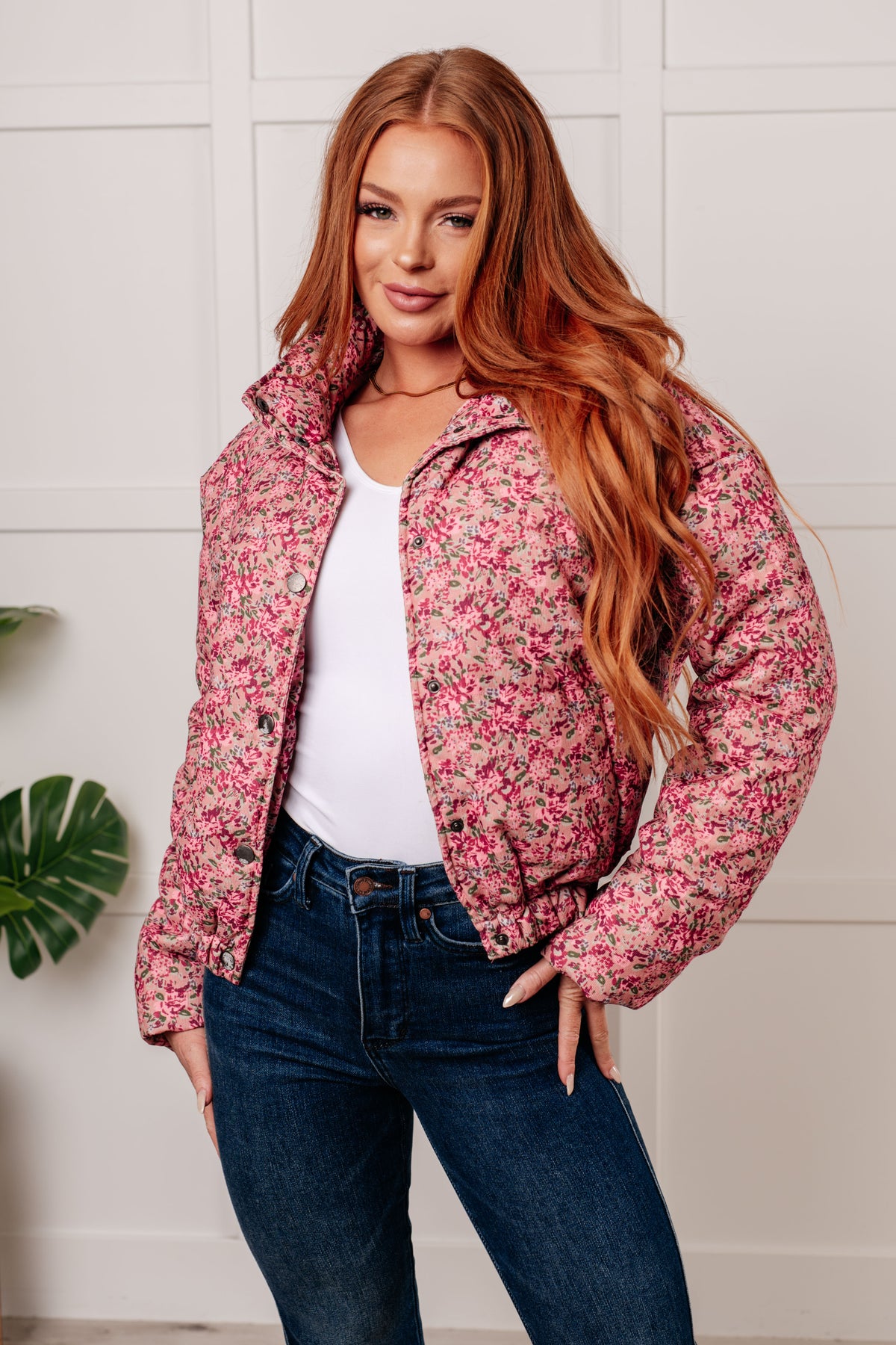 Wish Me Well Floral Printed Puffer Jacket in Rose Multi - 11/5/2024