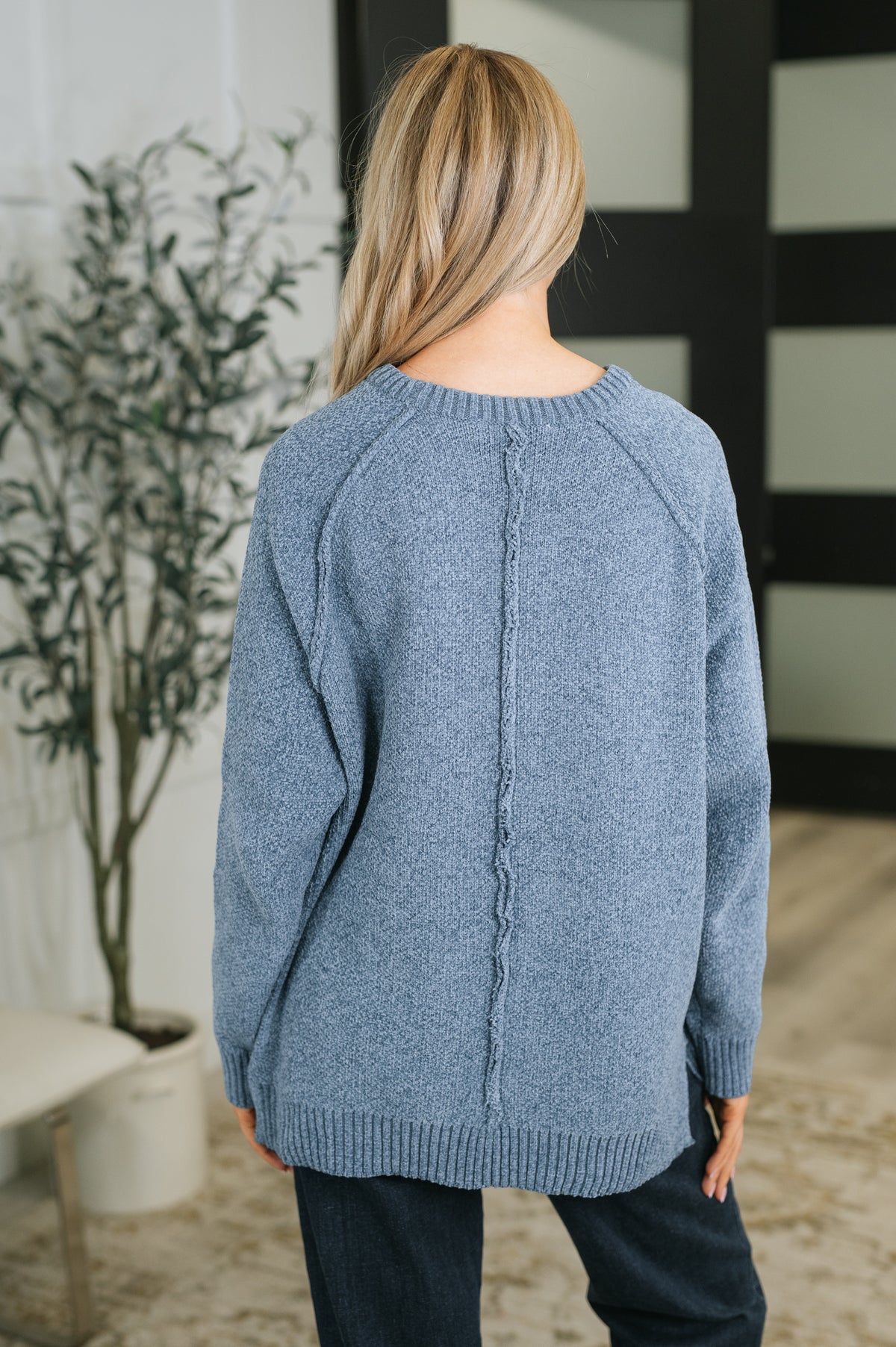Words Of Wisdom Raglan Sleeve Sweater in Dusty Blue - 10/16/2026