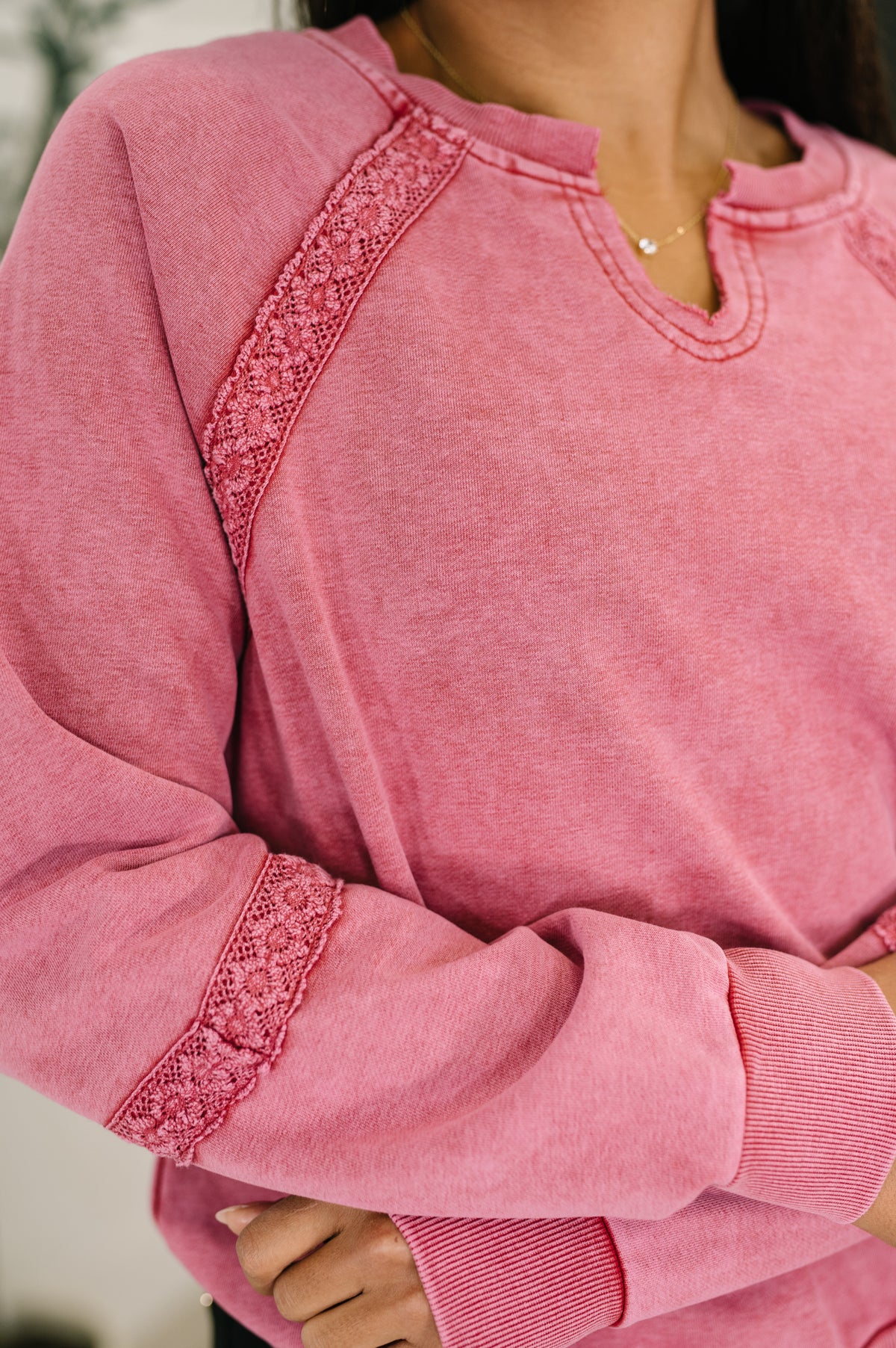 You're Into Me Lace Detail Relaxed Pullover - 1/2/2026