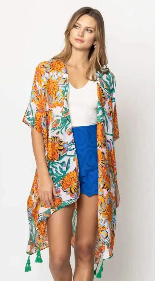 All Over Floral Print Kimono in Two Colors - RTS