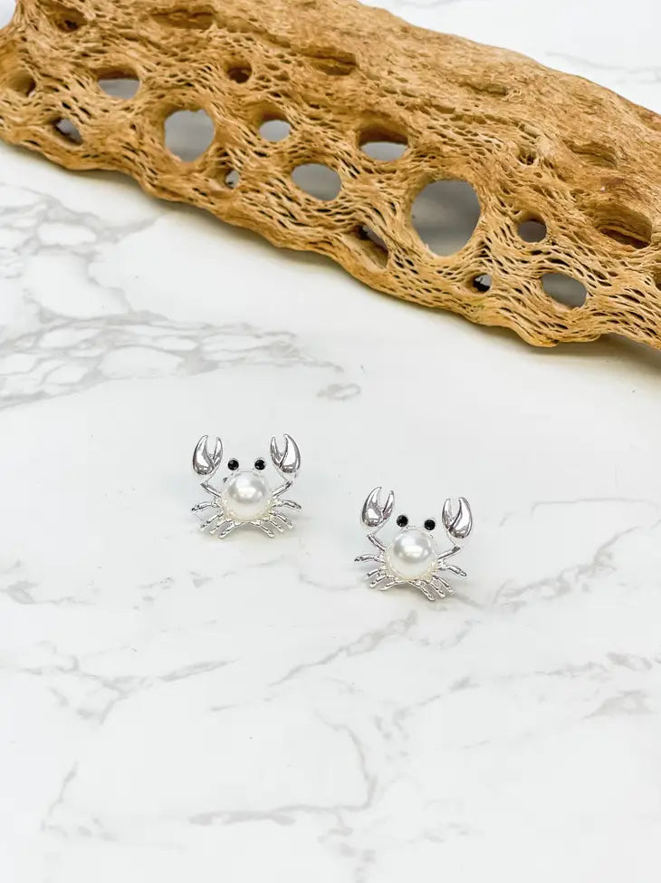 PREORDER: Pearl Crab Stud Earrings in Two Colors