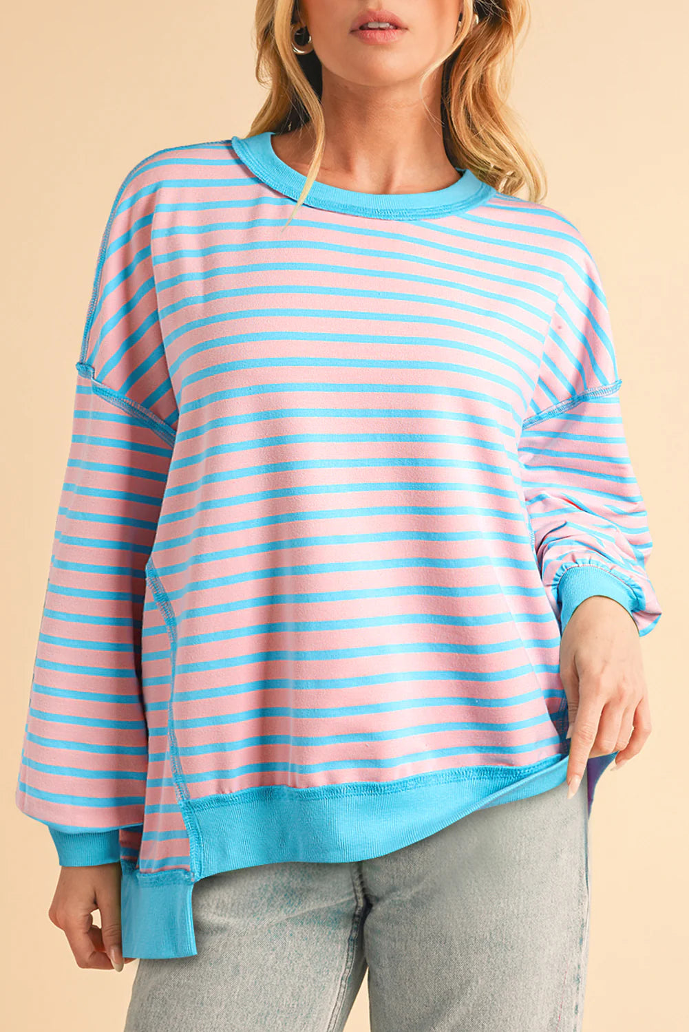 Color Clash Drop Shoulder Long Sleeve - 9/12/2025