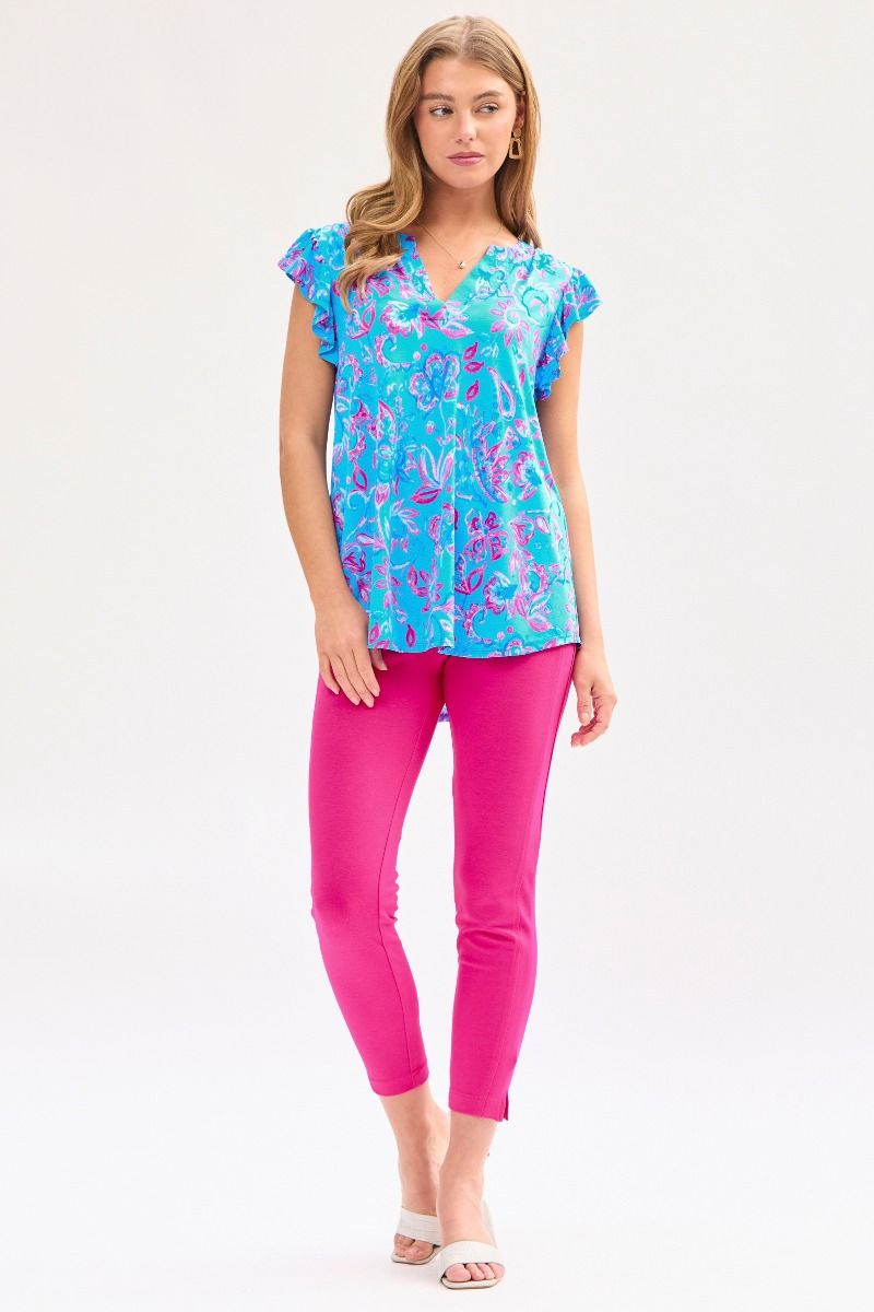 Dear Scarlett Lizzy Flutter Sleeve Top in Royal Blue - Summer 25 Capsule