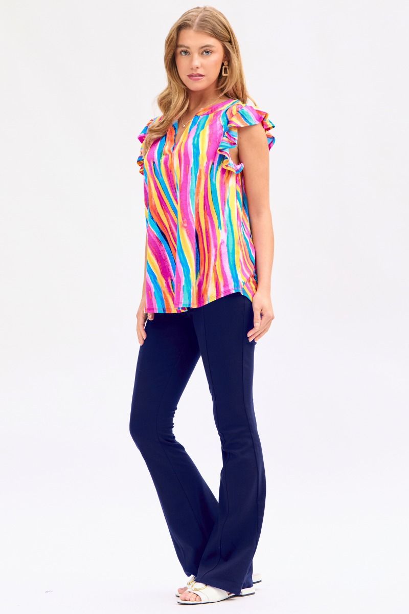 Dear Scarlett Lizzy Flutter Sleeve Top in Multi - Summer 25 Capsule
