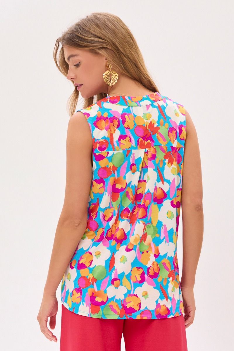 Dear Scarlett Lizzy Tank Top in Floral Aqua - Summer 25 Capsule