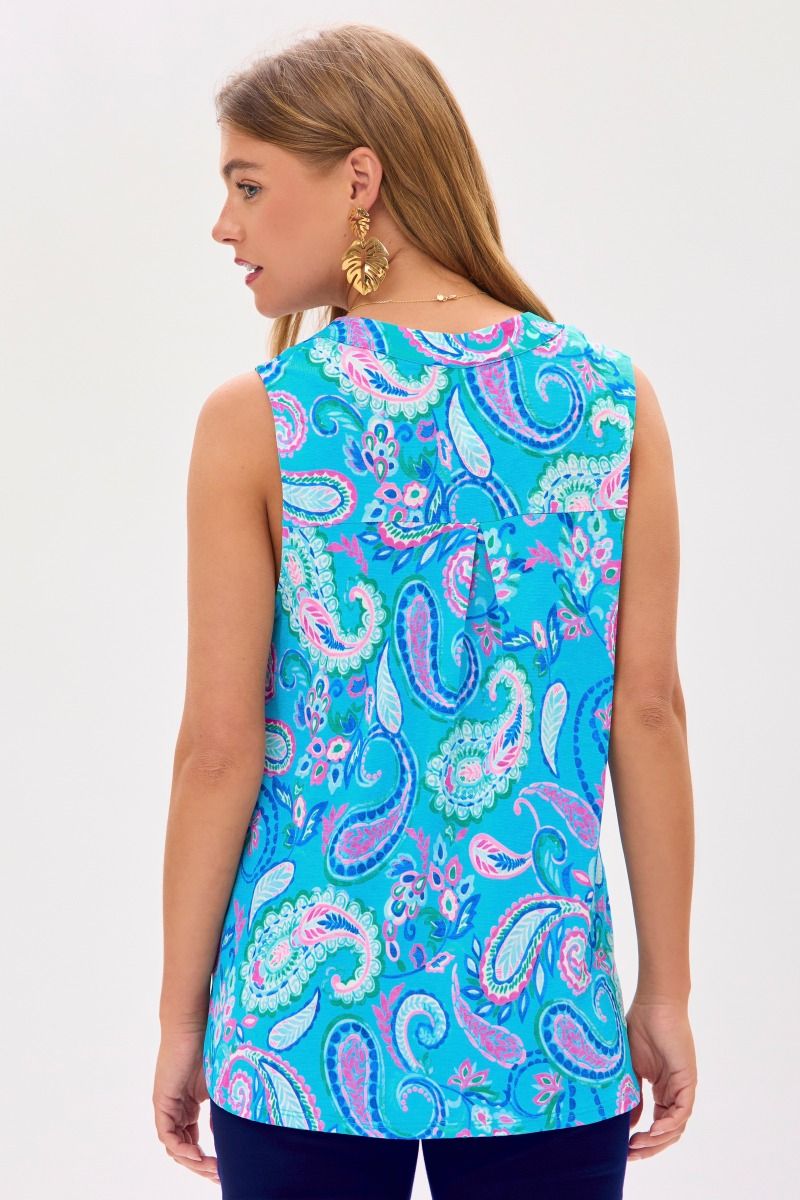 Dear Scarlett Lizzy Tank Top in Paisley Aqua - Summer 25 Capsule