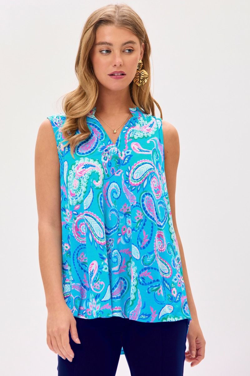 Dear Scarlett Lizzy Tank Top in Paisley Aqua - Summer 25 Capsule