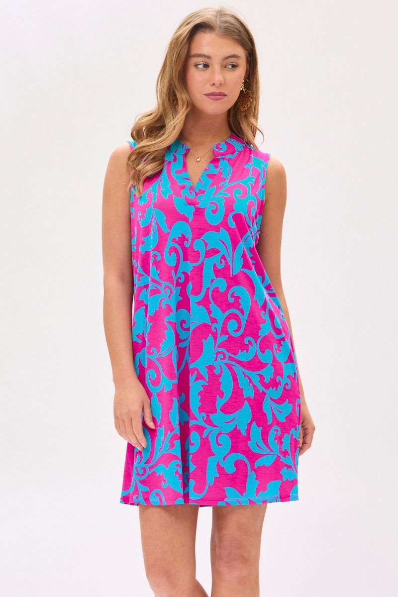 Dear Scarlett Lizzy Tank Dress in Magenta Teal - Summer 25 Capsule