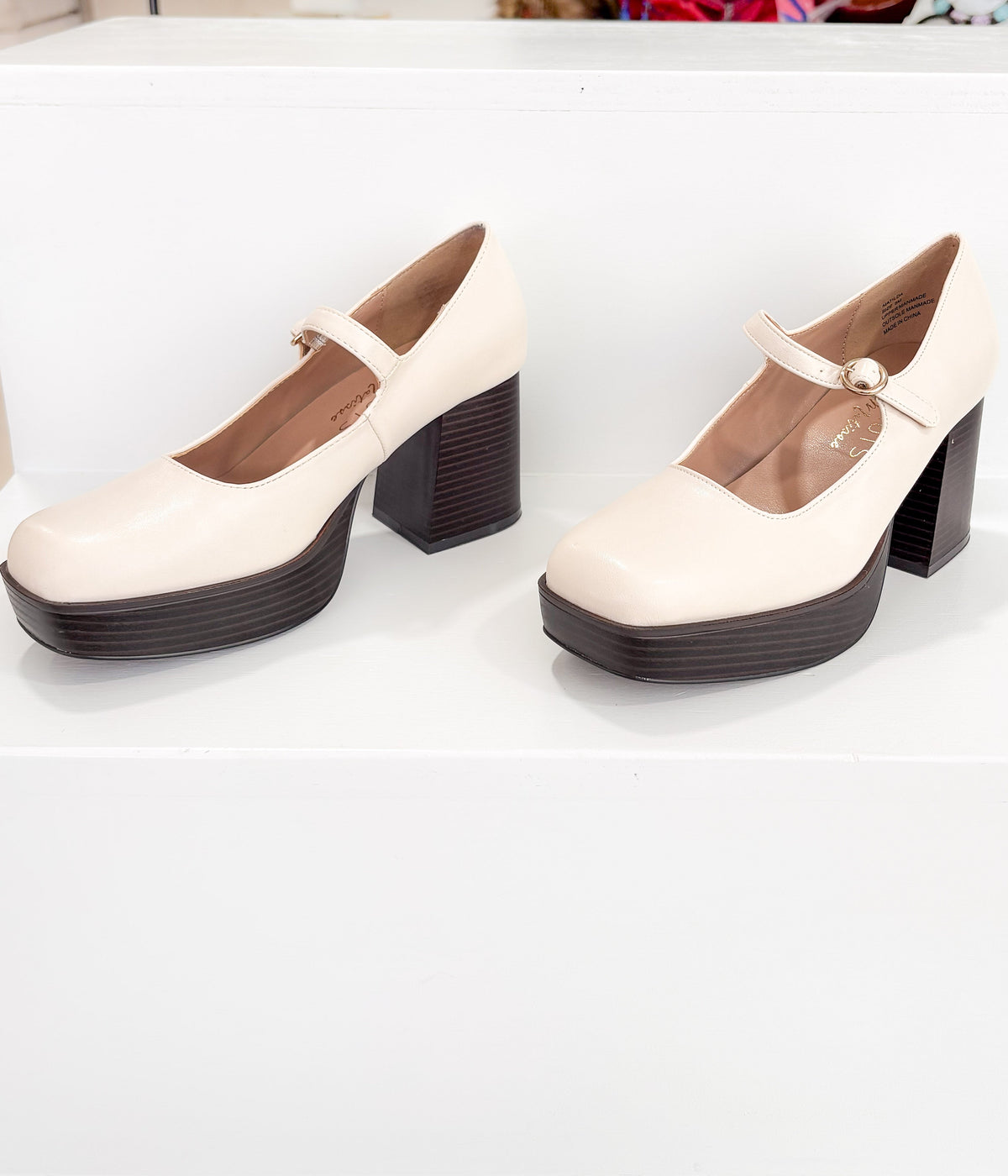 Matilda Platform Heel in Bone - Rural Haze