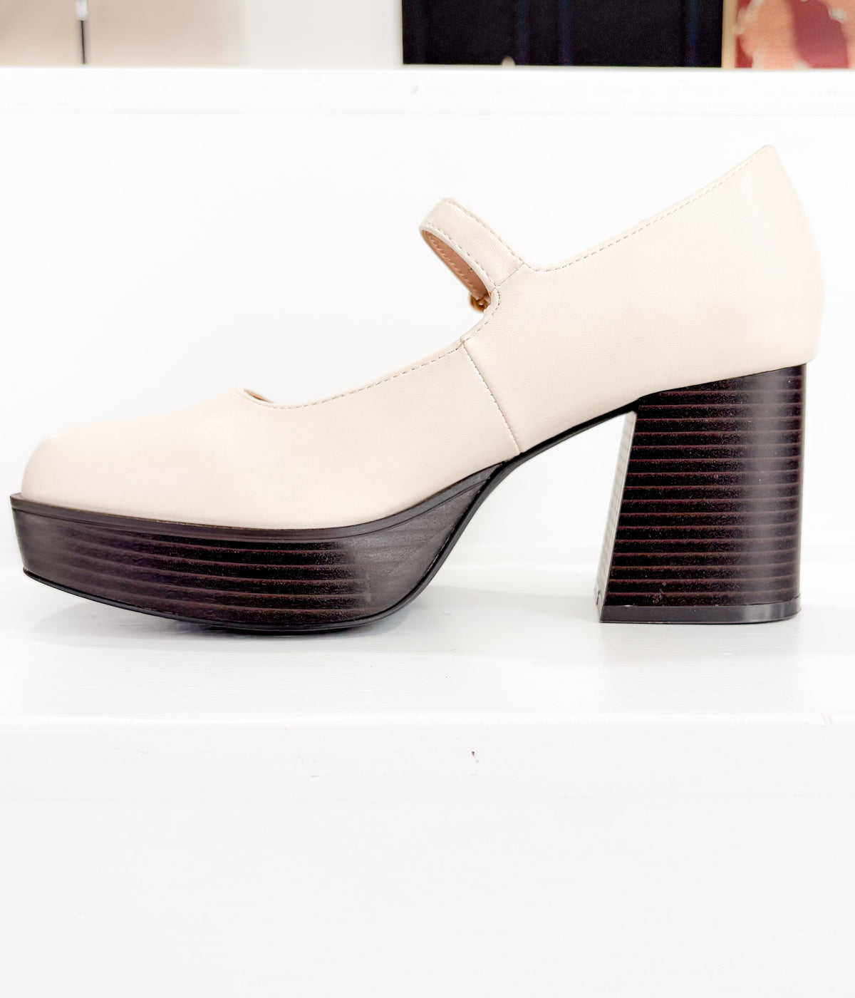 Matilda Platform Heel in Bone - Rural Haze