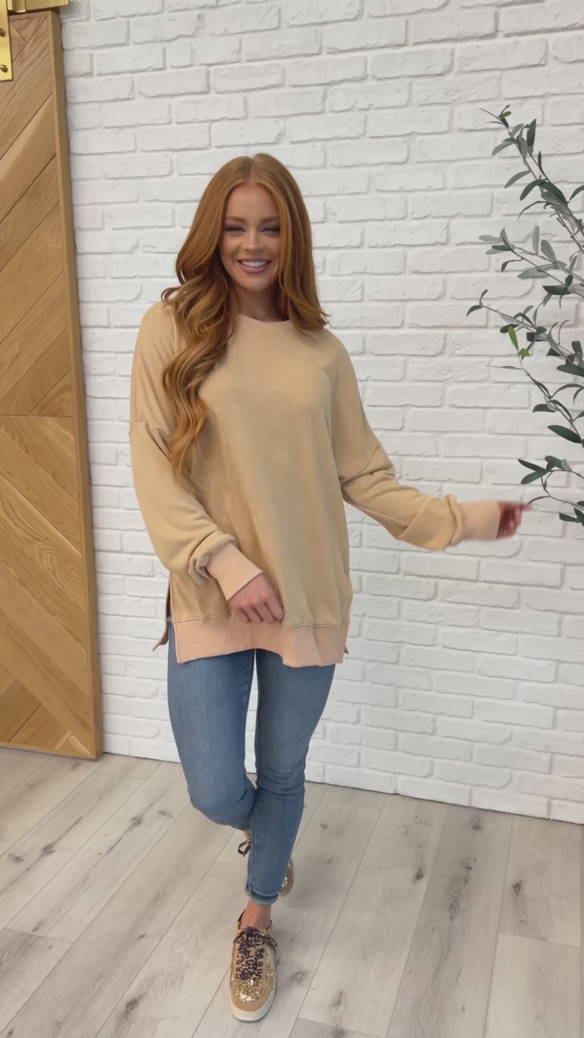 No Plain Jane Oversized Sweatshirt in Khaki - 10/23/2025