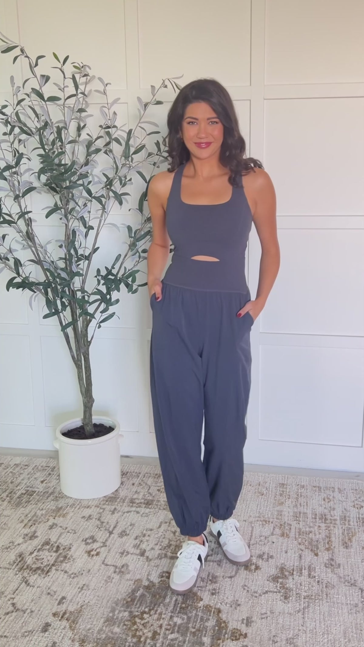 Raising Heart Rate Cutout Jumpsuit in Charcoal - 10/17/2024