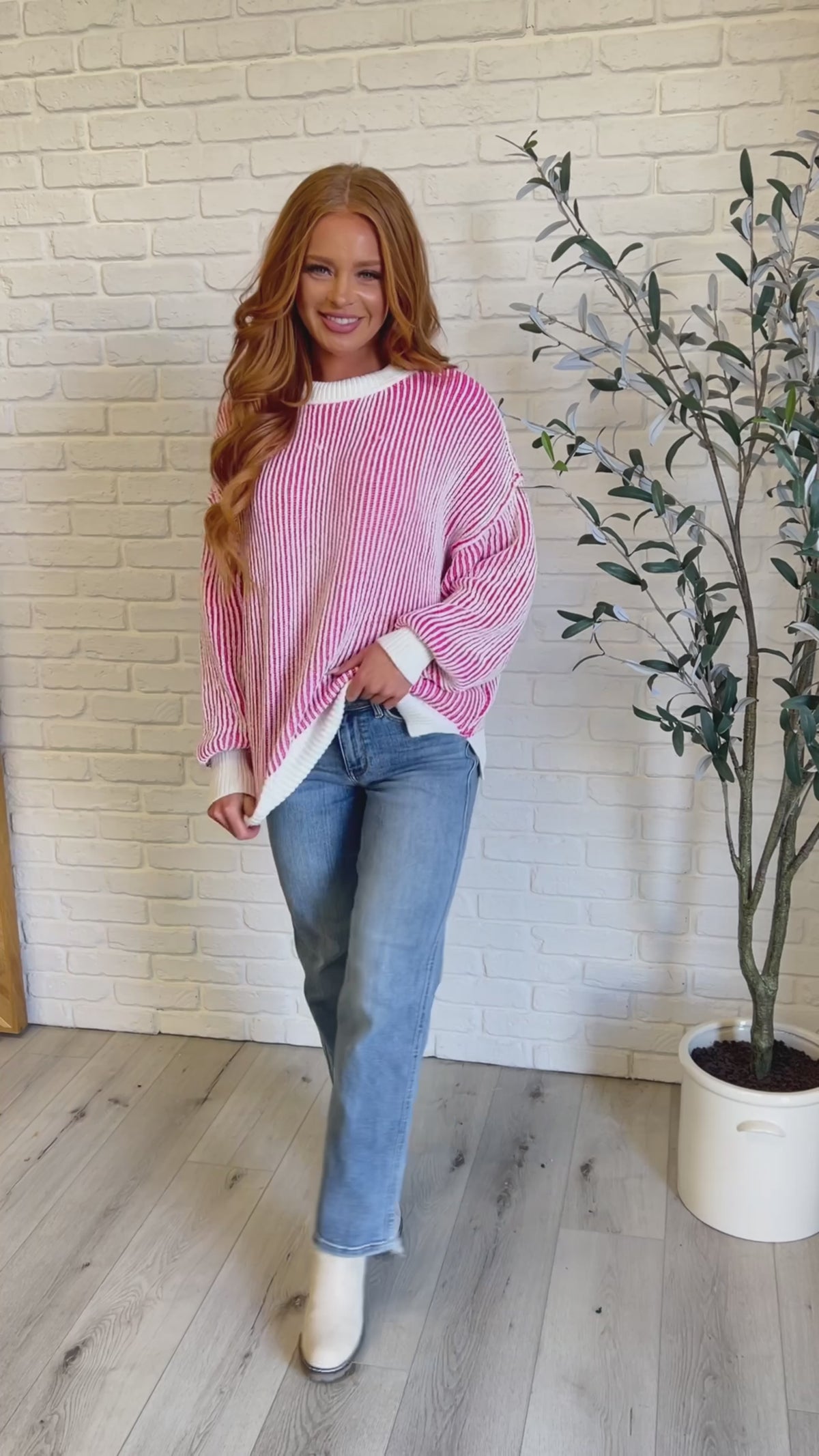 Least High Maintenance Contrast Trim Sweater in Pink - 12/17/2024