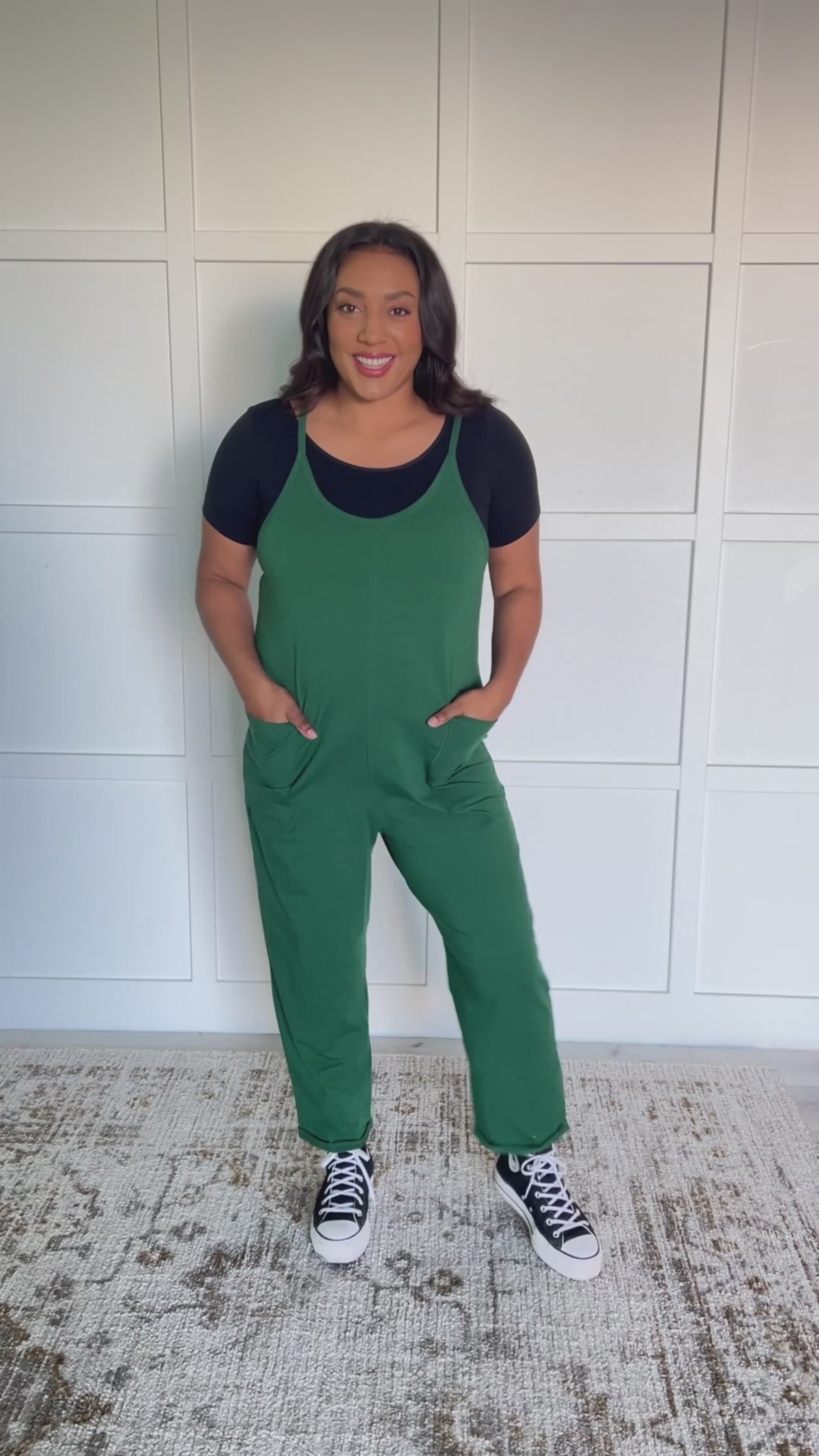 Totally Me Spaghetti Strap Jumpsuit in Dark Green - 11/13/2024