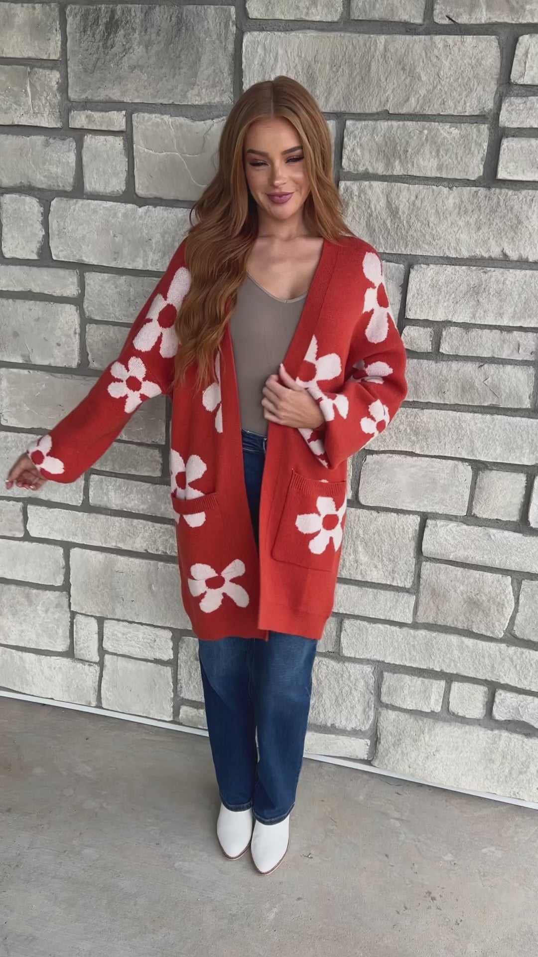 Enough Anyways Floral Cardigan in Burnt Orange - 10/27/2025
