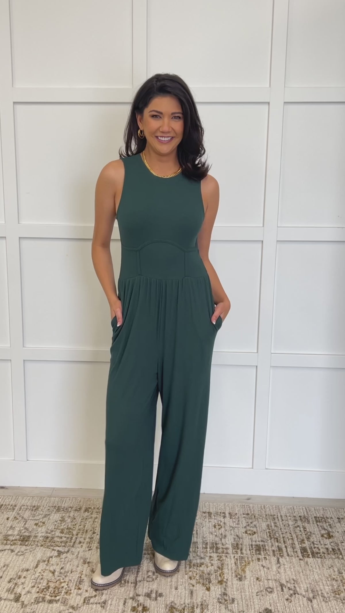 Hilary Wide Leg Jumpsuit in Green - 11/19/2024