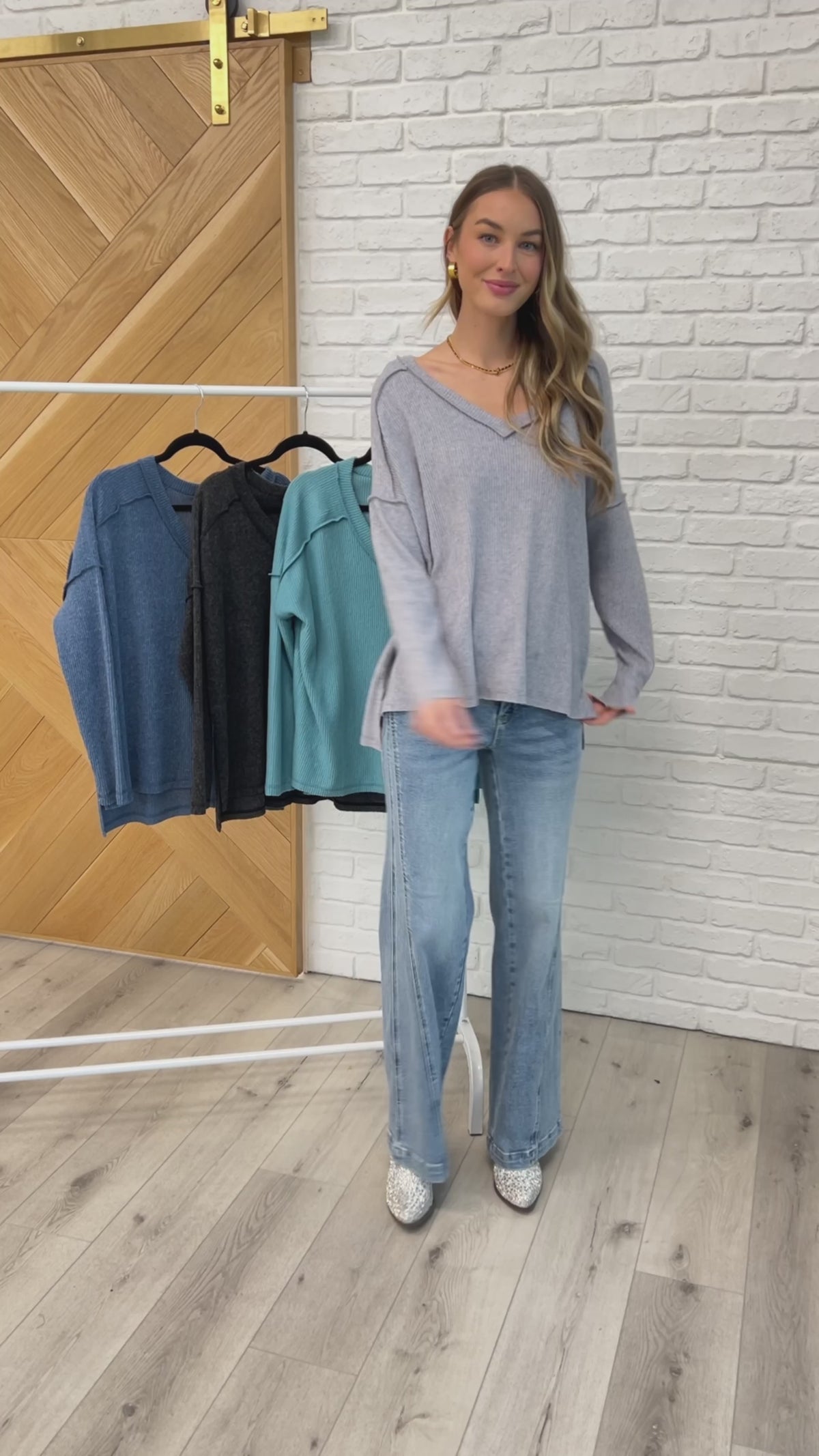 Basically Freezing Brushed Hacci Top in Dusty Blue - 1/1/2025