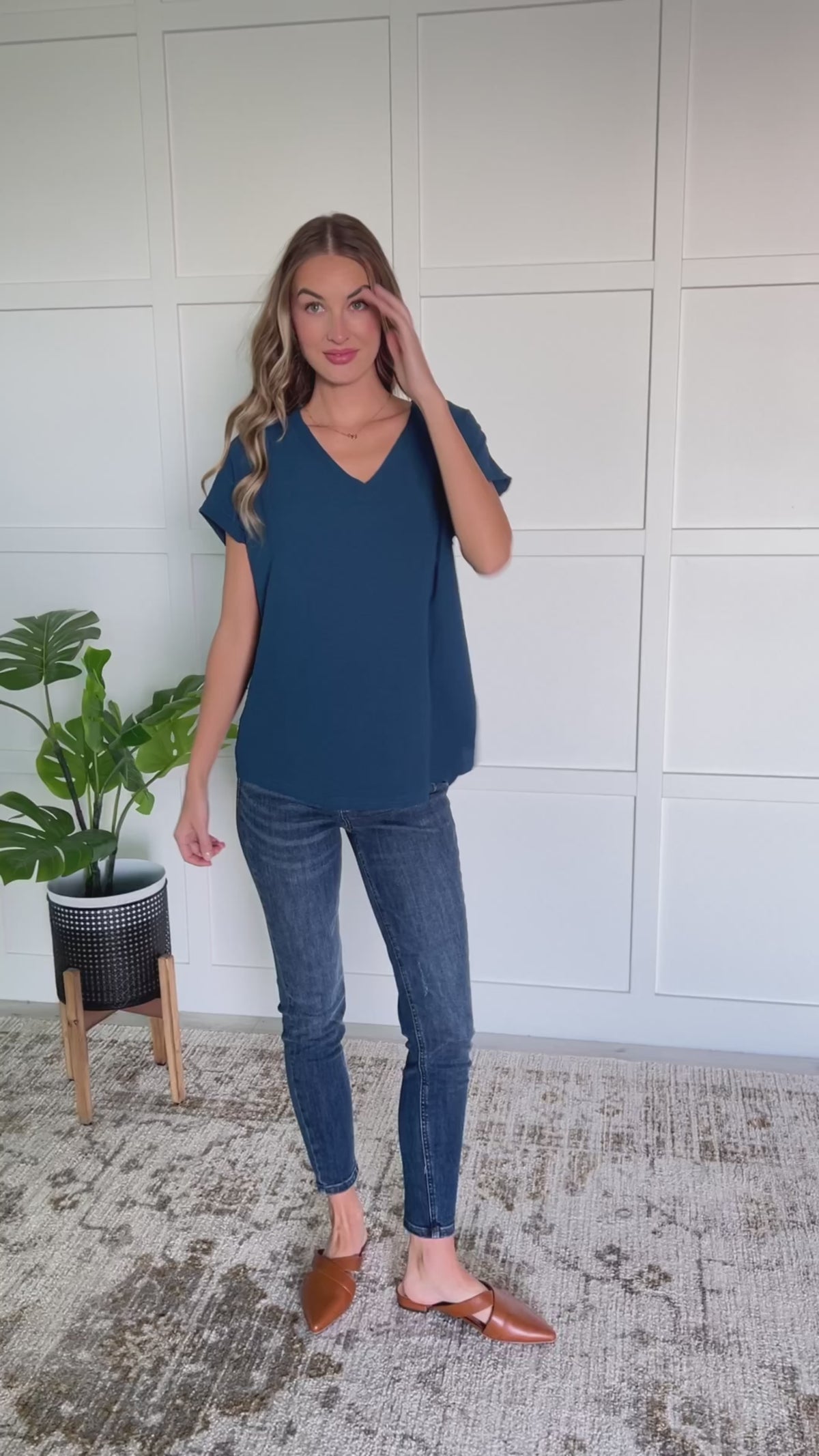 Very Much Needed V-Neck Top in Teal - 10/29/2024