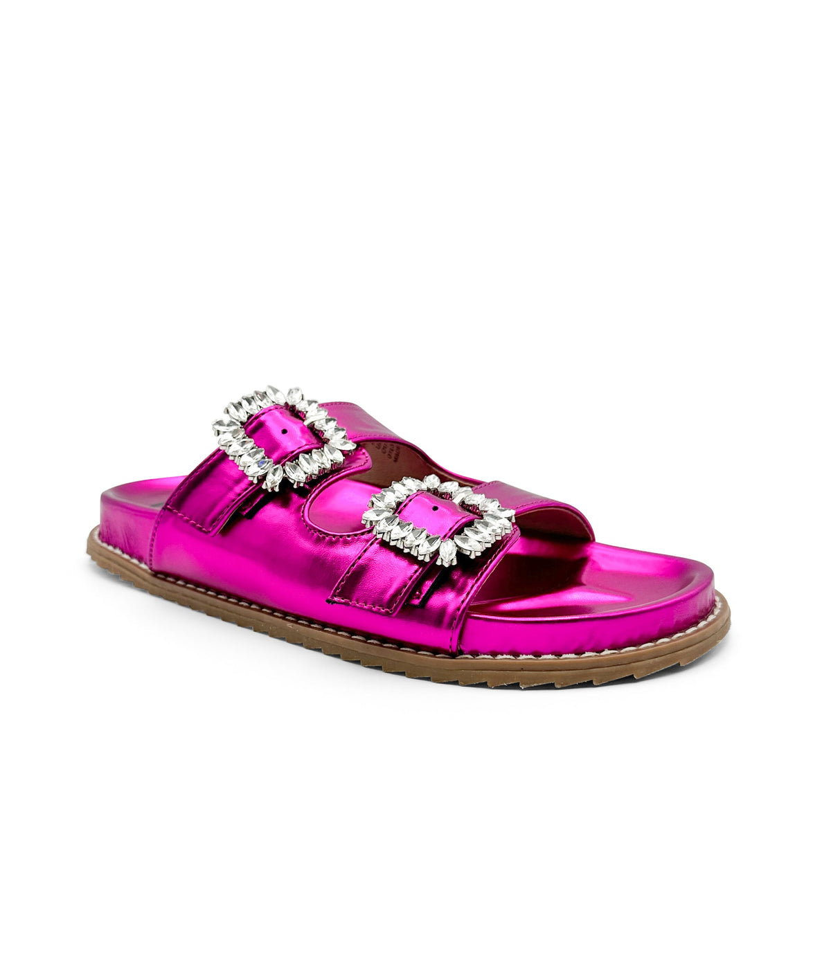 Stellar Rhinestone Buckle Slides in Fuschia