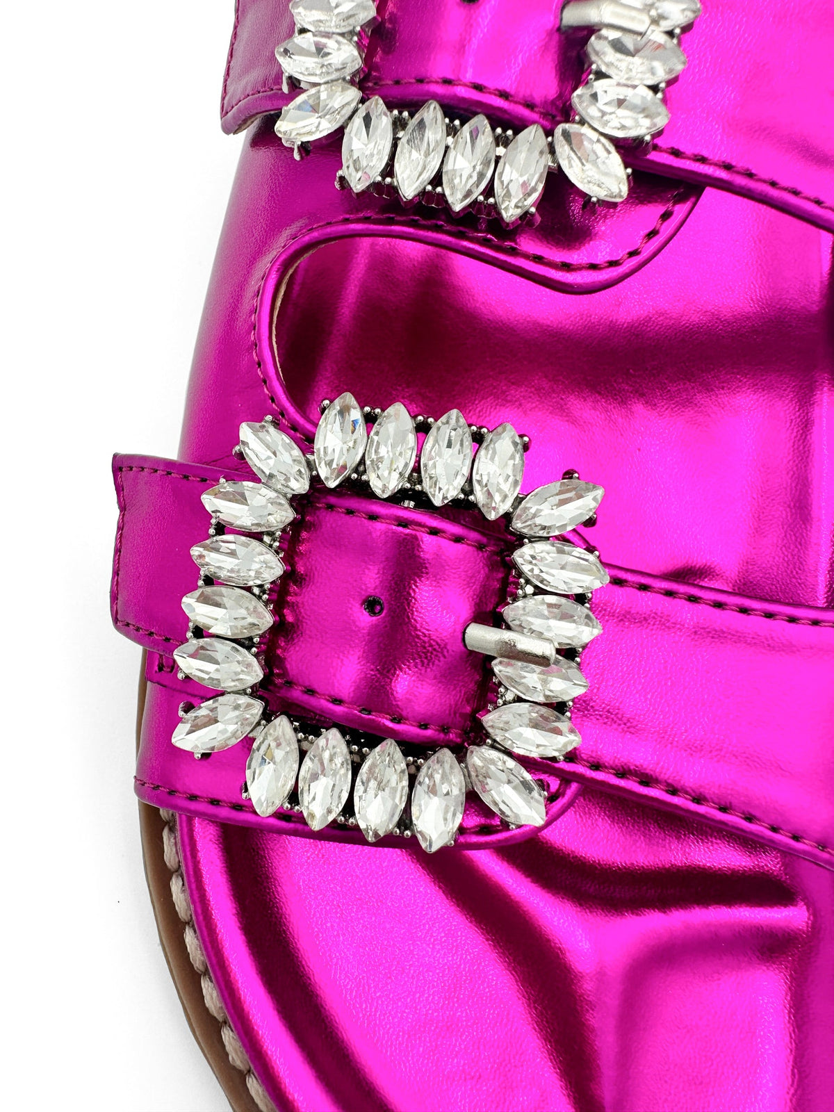 Stellar Rhinestone Buckle Slides in Fuschia