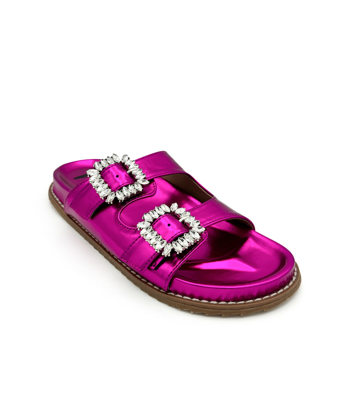 Stellar Rhinestone Buckle Slides in Fuschia