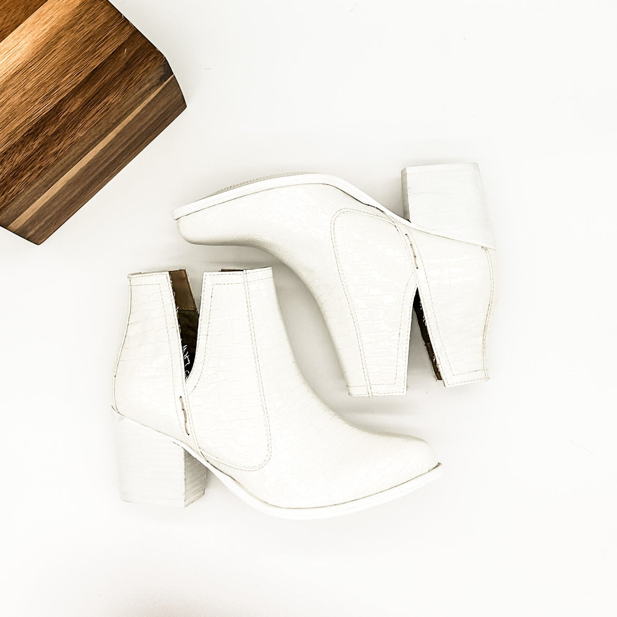 Tarim Booties in White Croc - Rural Haze