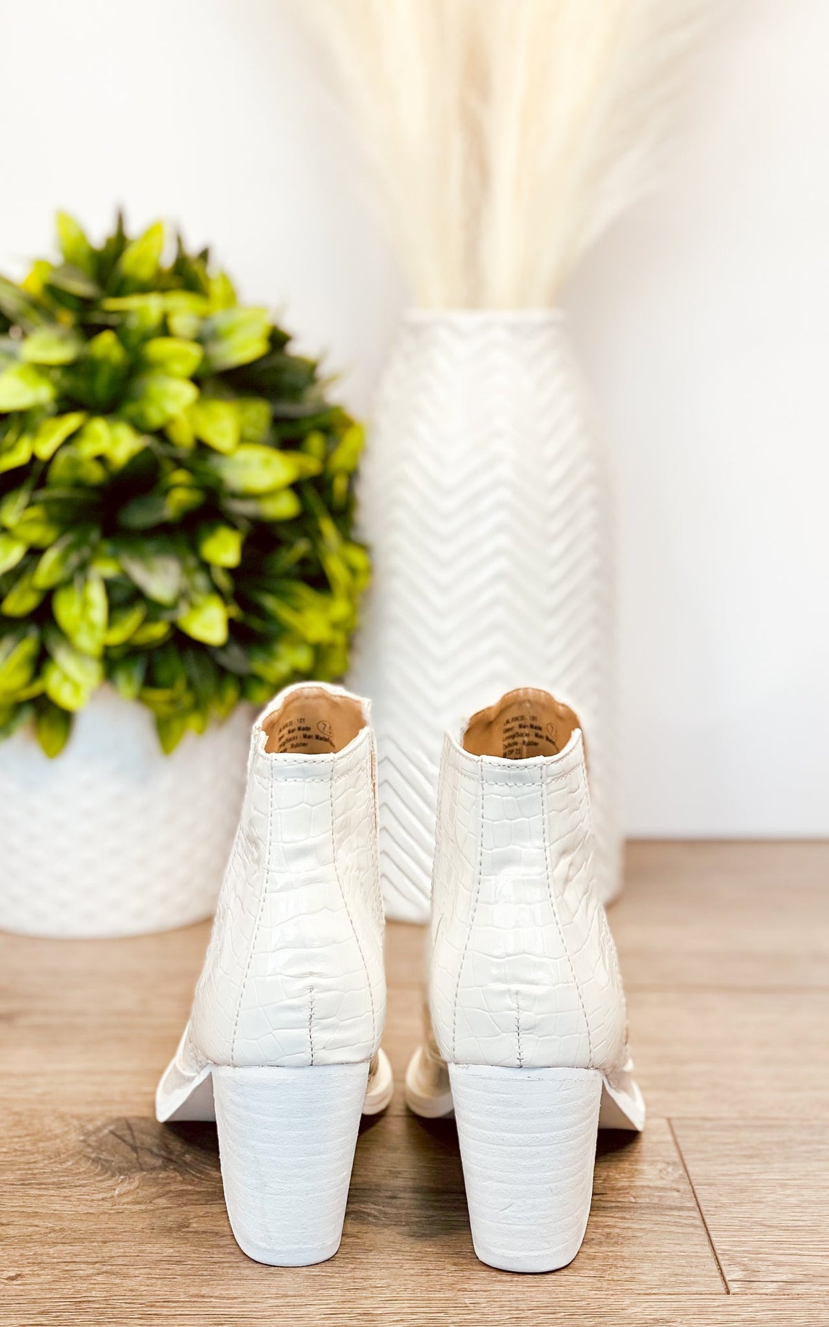 Tarim Booties in White Croc - Rural Haze