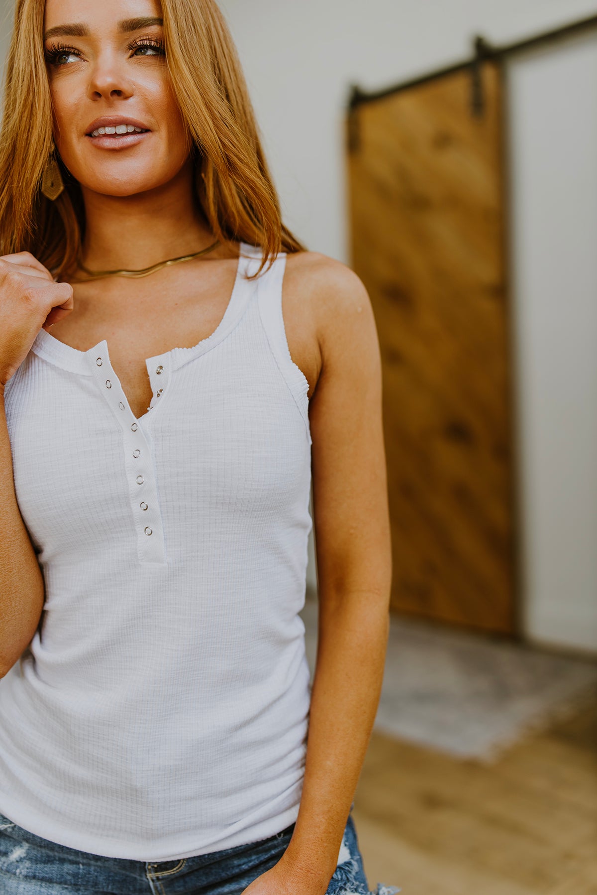 Be You Ribbed Button Up Tank In White - 2/24/2023