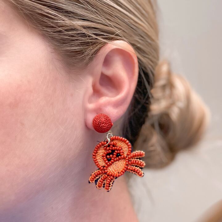 PREORDER: Beachy Crab Beaded Earrings