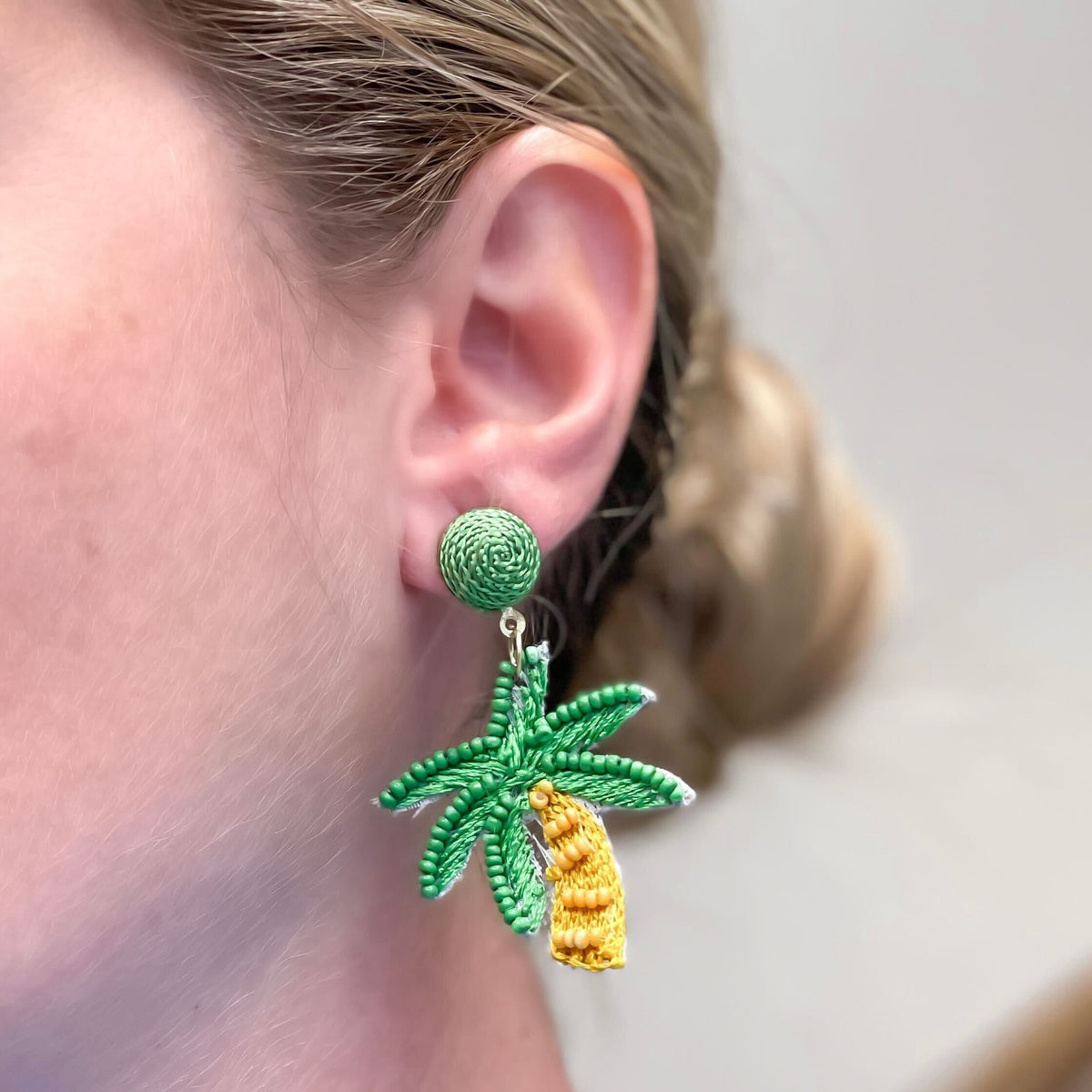 PREORDER: Beachy Palm Tree Beaded Earrings