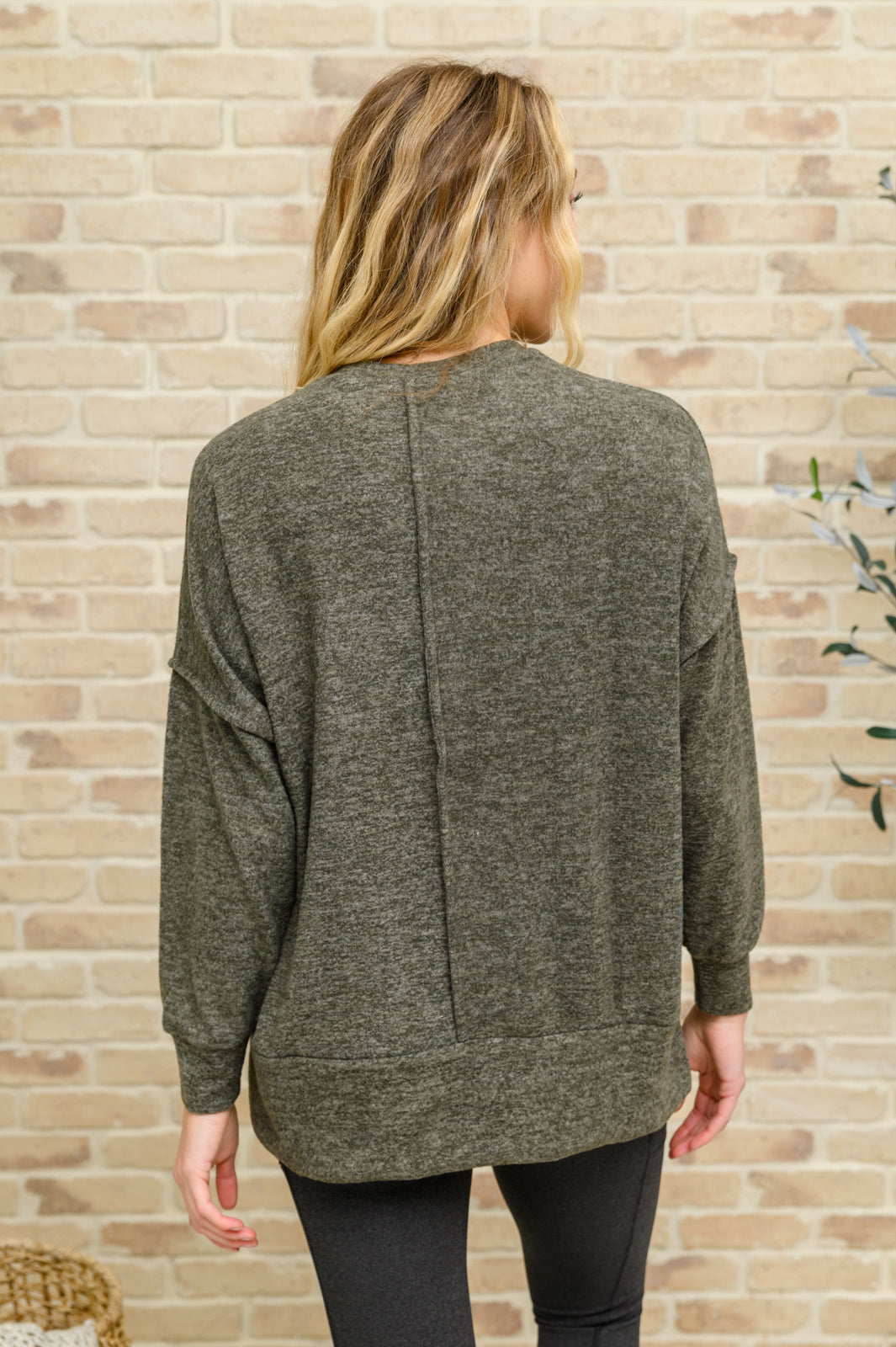 Brushed Drop Shoulder Sweater In Olive - 11/23/2022