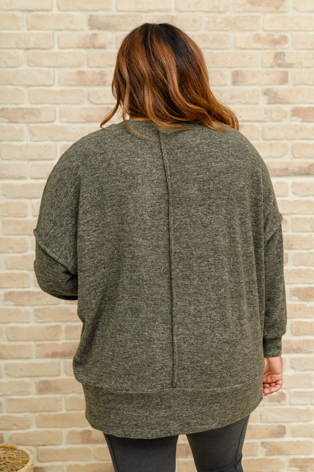 Brushed Drop Shoulder Sweater In Olive - 11/23/2022