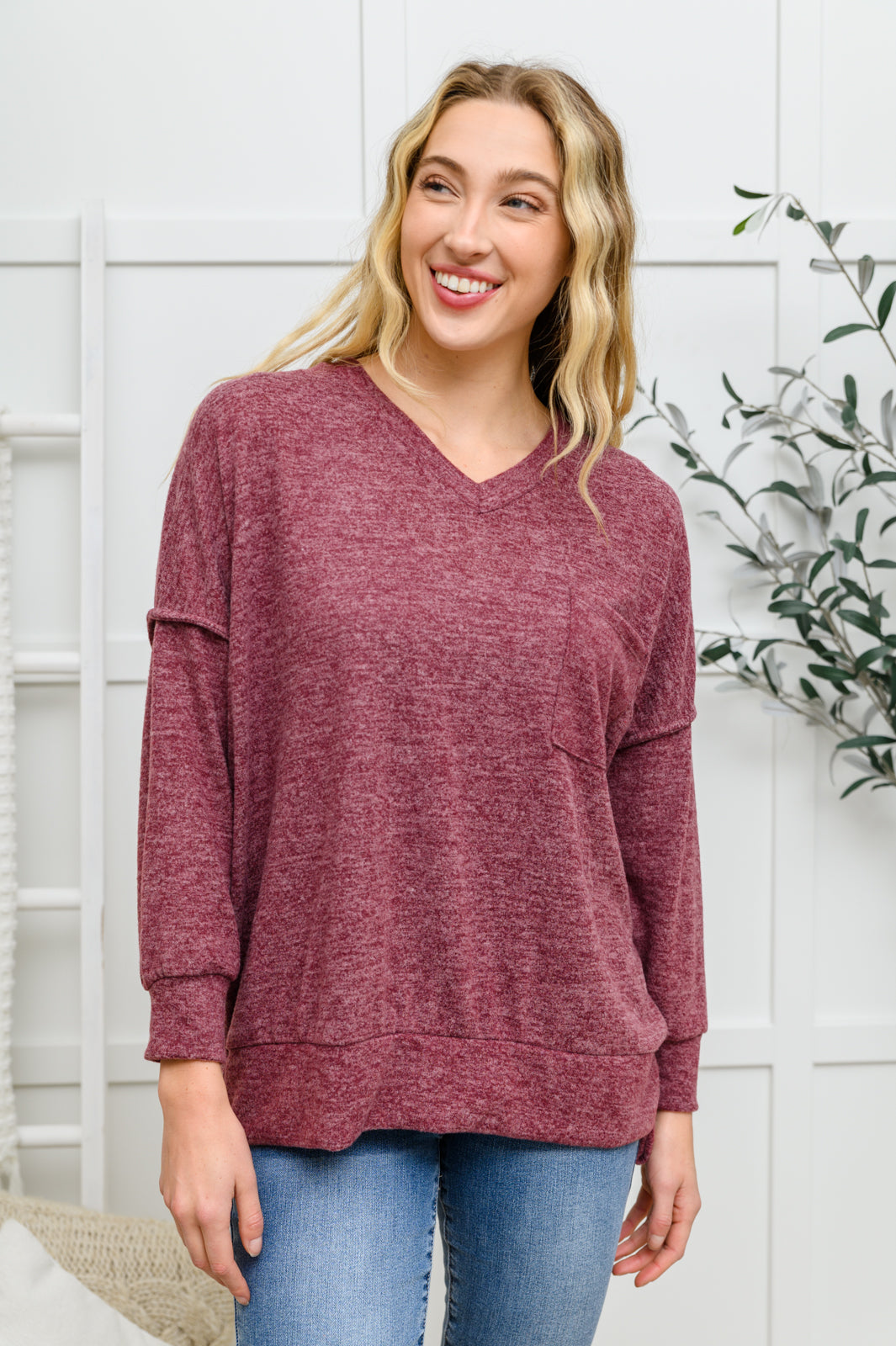 Brushed Soft Sweater In Burgundy - 11/25/2022