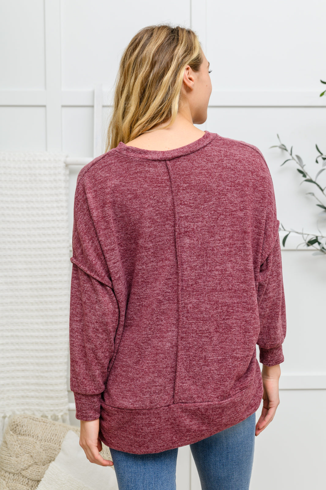 Brushed Soft Sweater In Burgundy - 11/25/2022